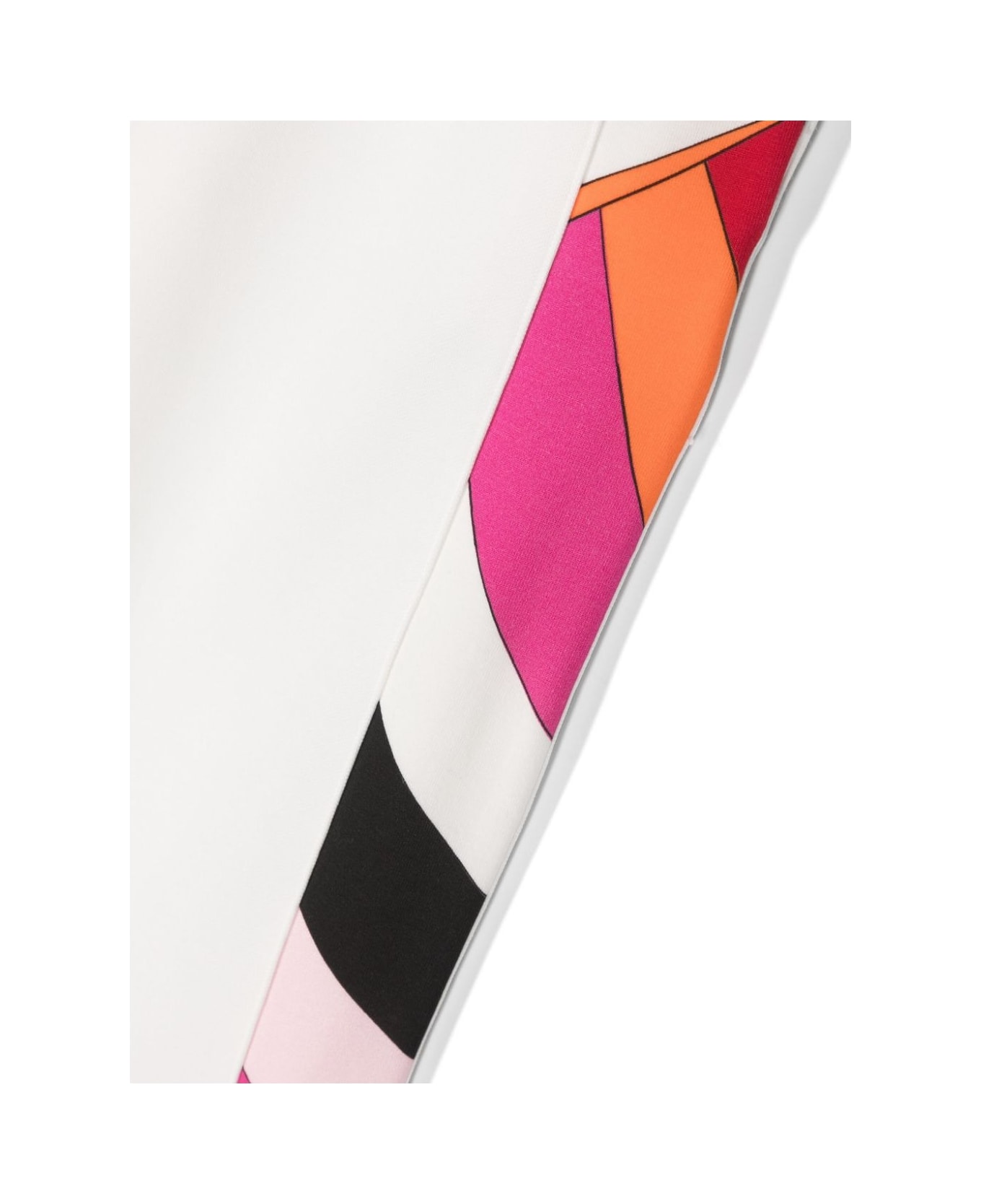 Pucci Straight White Joggers With Purple/multicoloured Iride Print On Sides - White