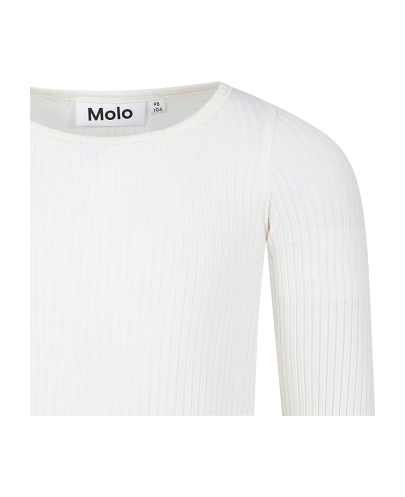 Molo White T-shirt For Girl - White Tシャツ＆ポロシャツ