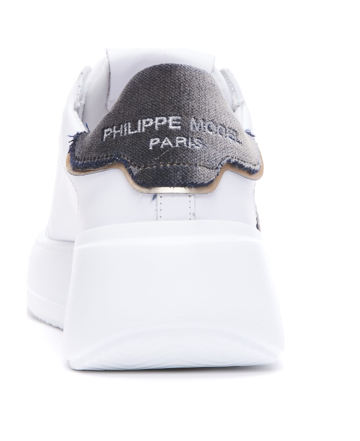 Philippe Model Tres Temple Low Sneakers - Veau Velour Blanc Noir