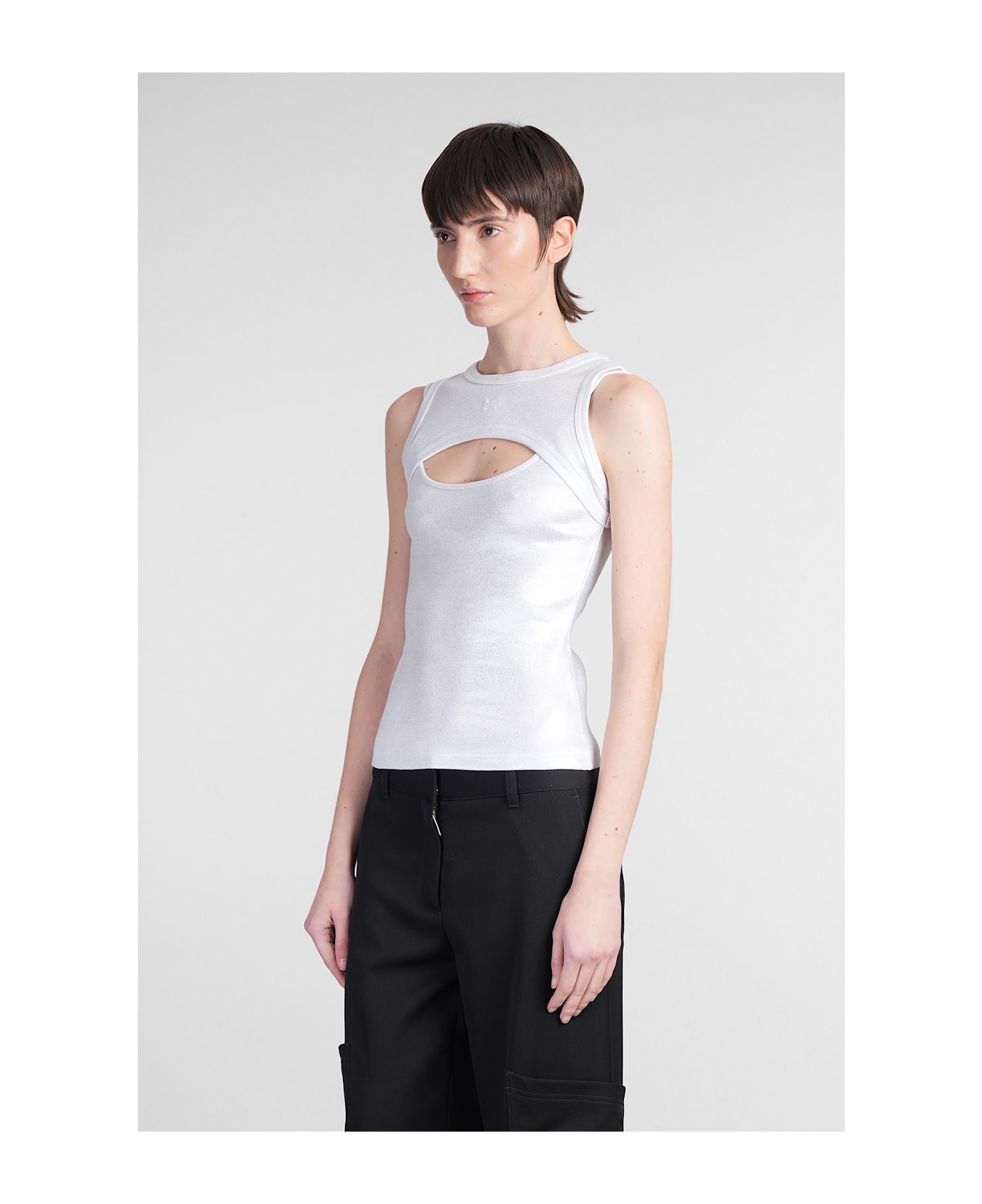 Off-White Topwear In Silver Cotton - silver