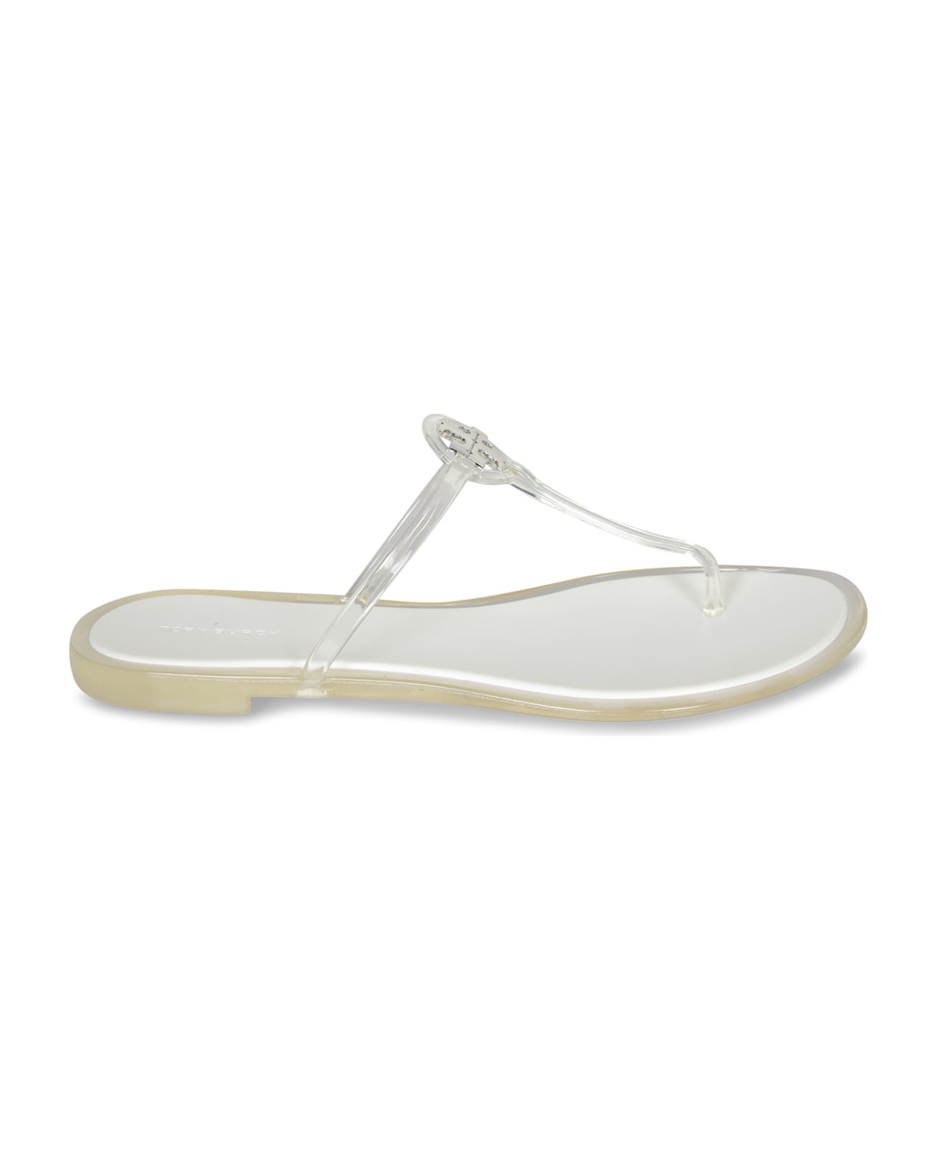 Tory Burch Miller Jelly Clear Silver Sandal - White