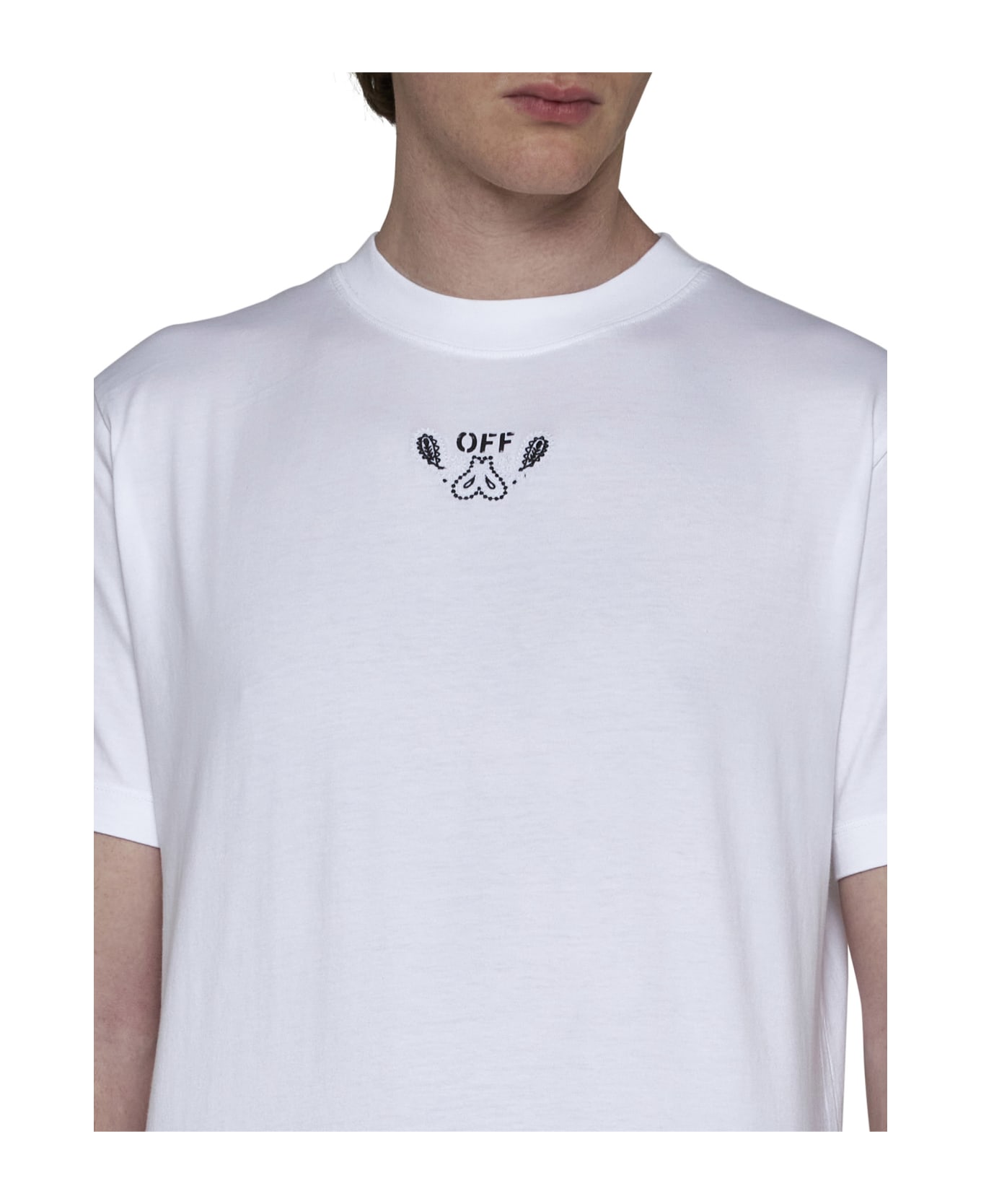 Off-White Off White Logo Printed Crewneck T-shirt - White Black