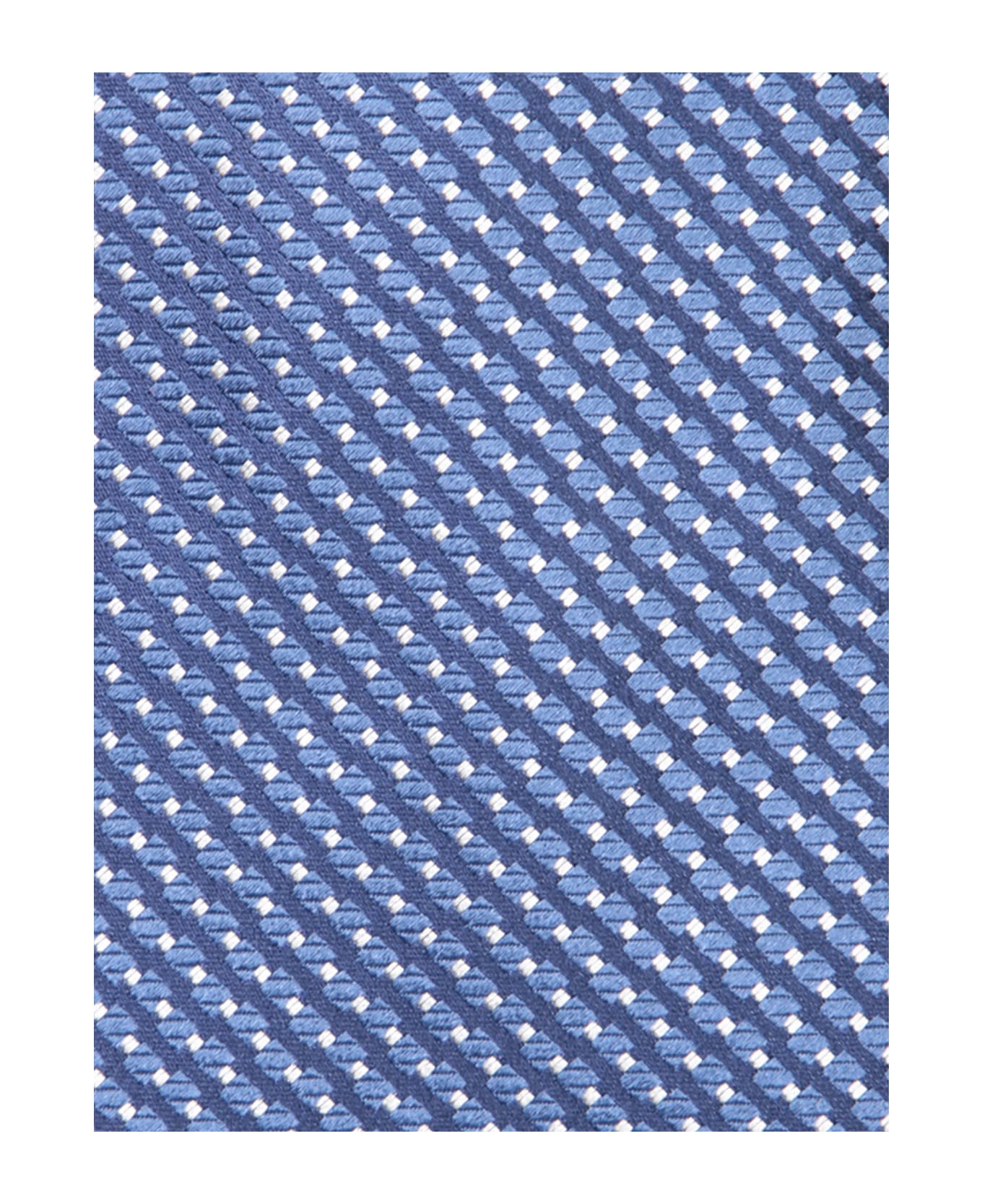Kiton Blue/white Polka Dot Micro-pattern Tie - Blue
