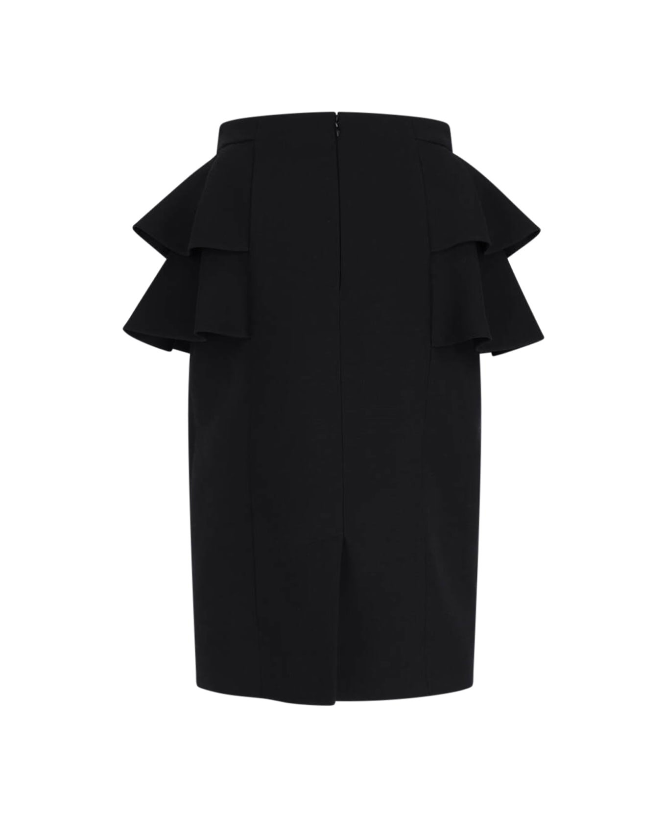Valentino Virgin Wool And Silk Midi Skirt - Nero