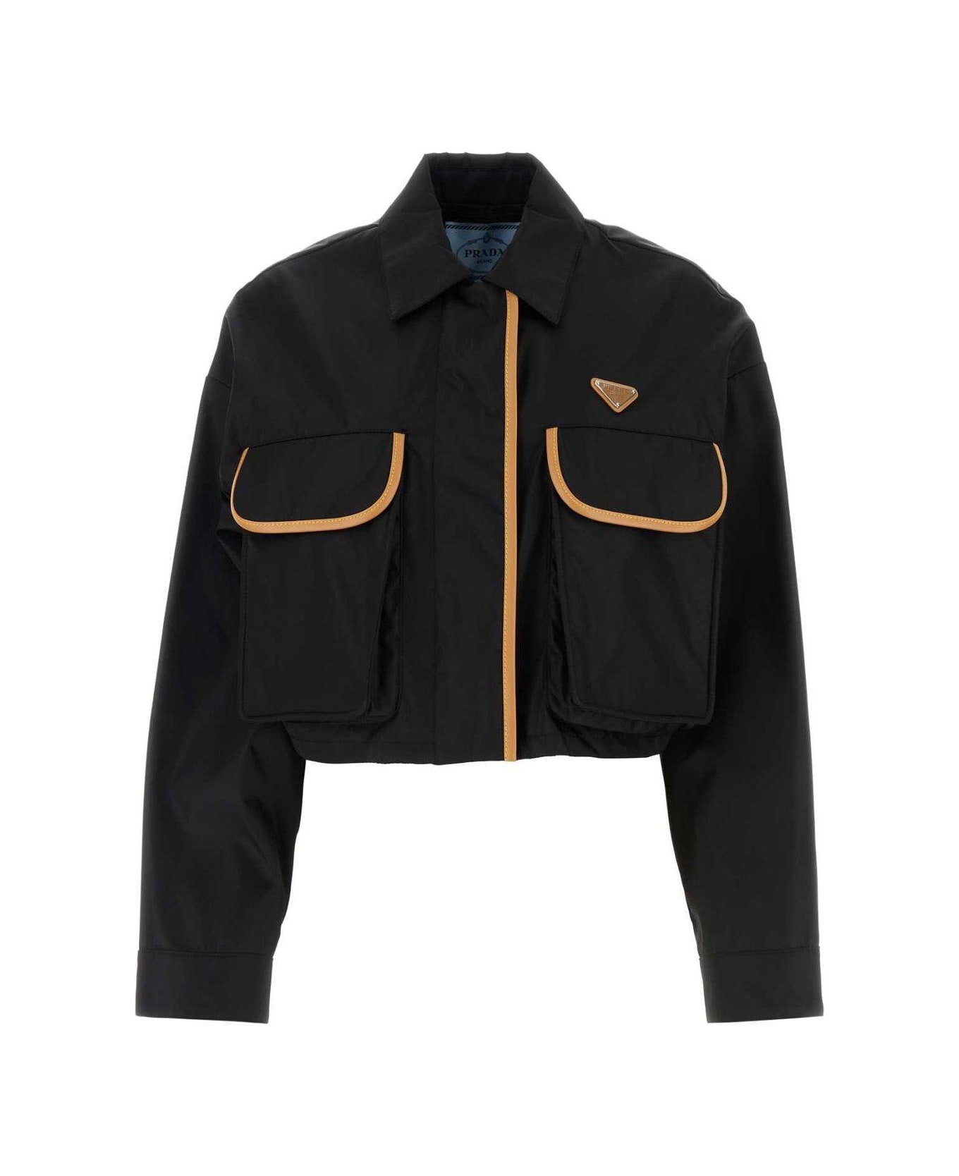 Prada Triangle-logo Drop Shoulder Cropped Jacket - Black ジャケット