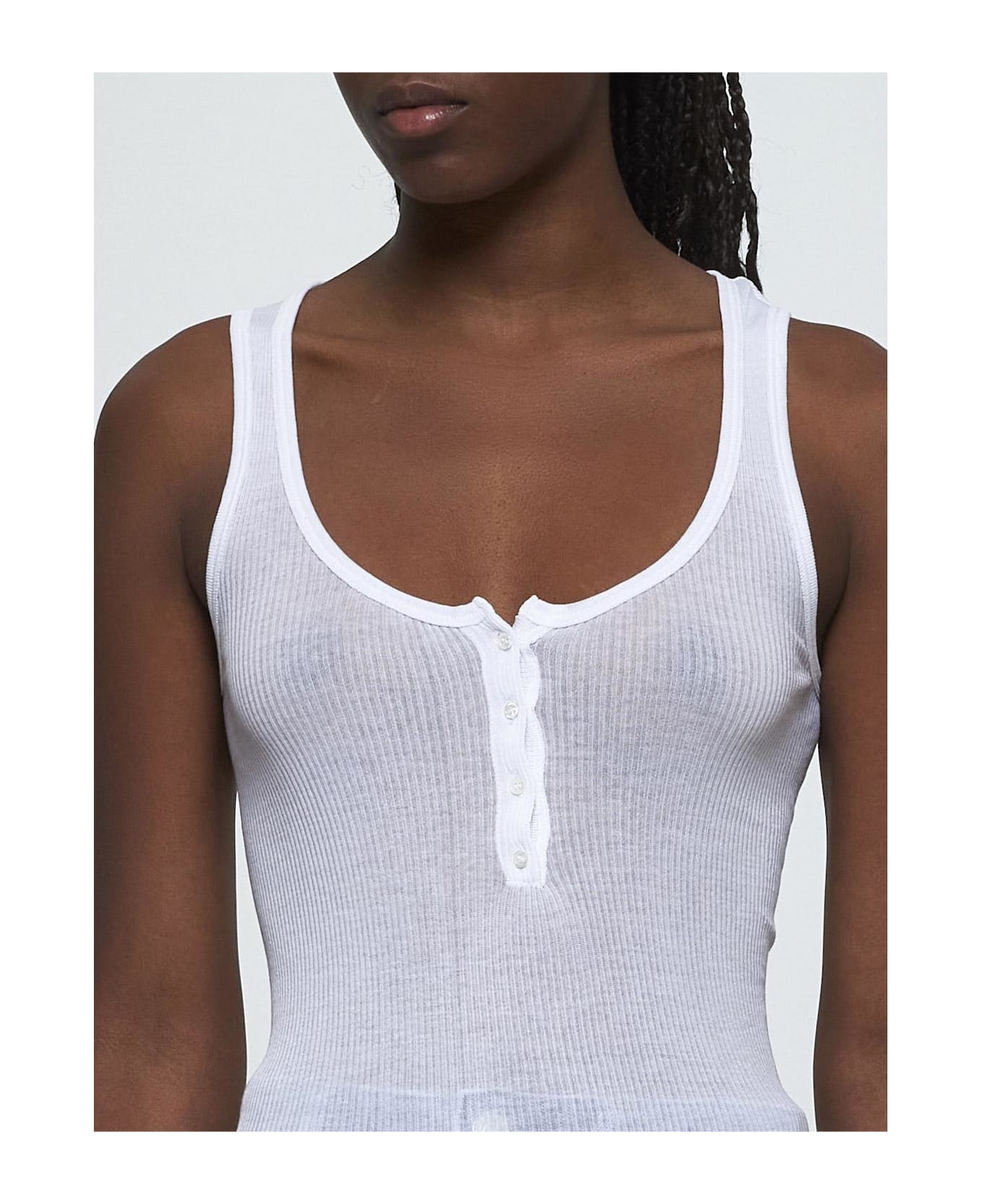 Marant Étoile White Ribbed Jersey Louisali Top - White