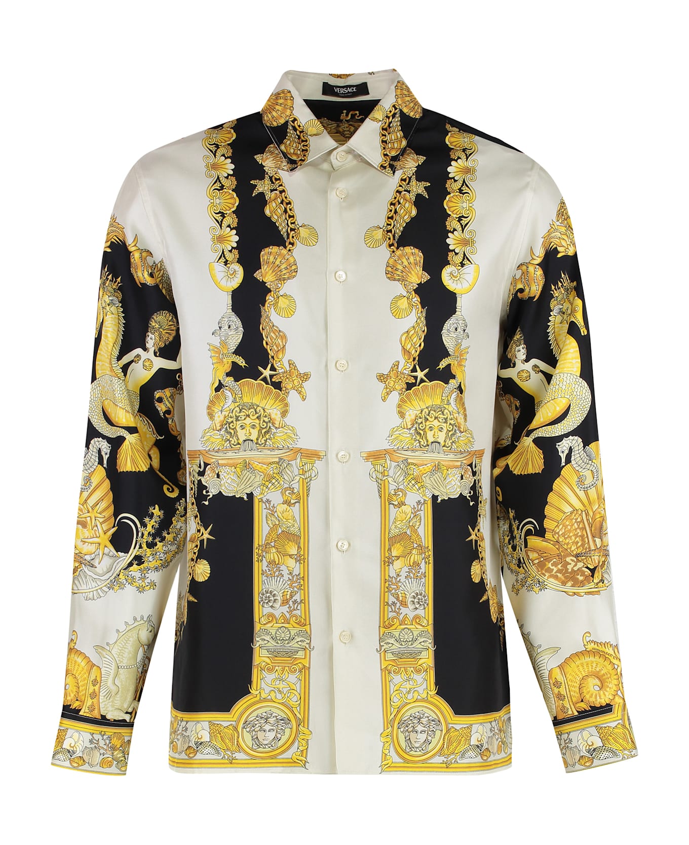Versace Printed Silk Shirt - GOLD/NEUTRALS