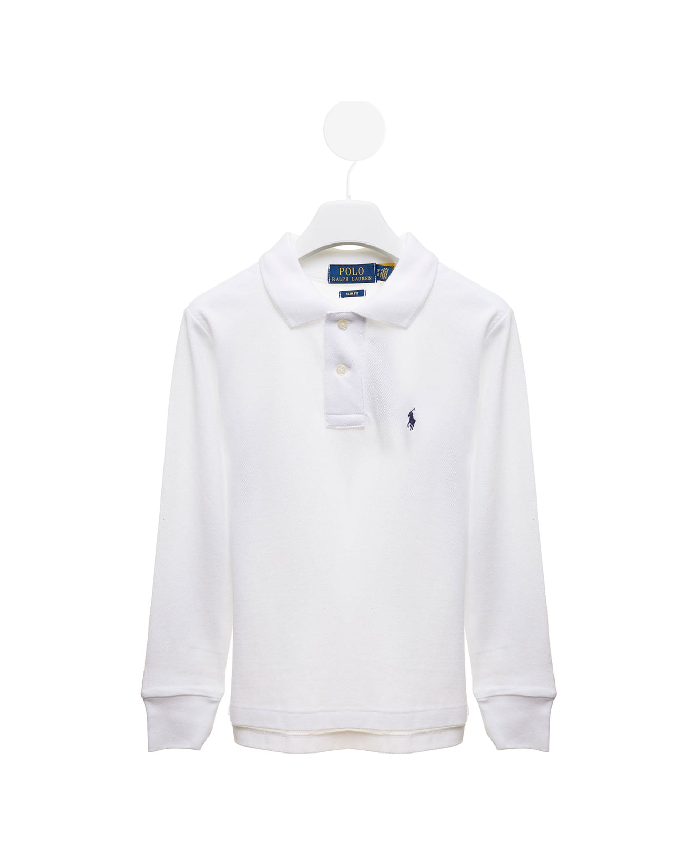 Polo Ralph Lauren White Long Sleeve Coq Polo Shirt With Logo Embroidery In Cotton Boy - White