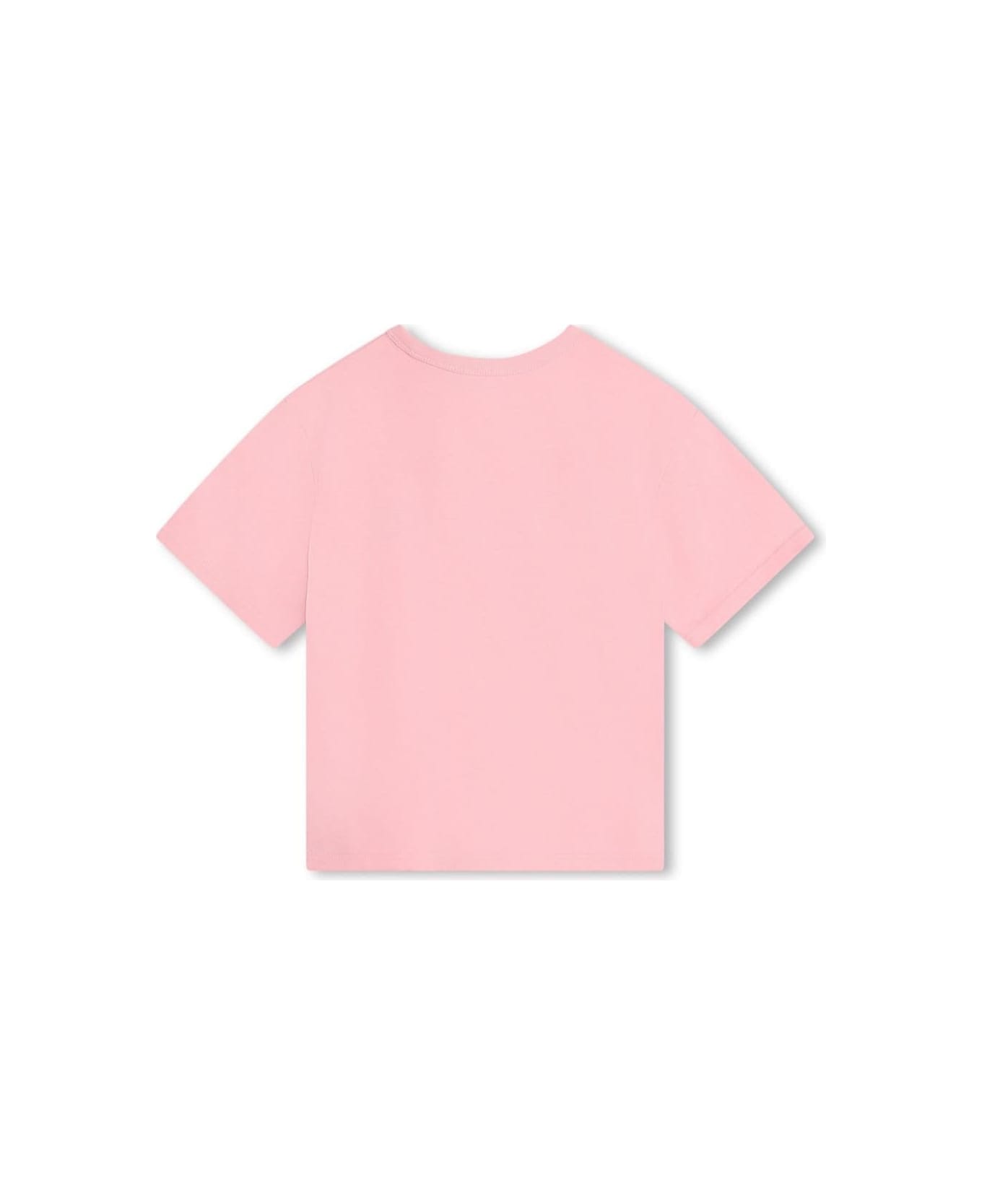 Marc Jacobs Pink Crewneck T-shirt With Logo Lettering Print At The Front In Cotton Girl - Pink Tシャツ＆ポロシャツ