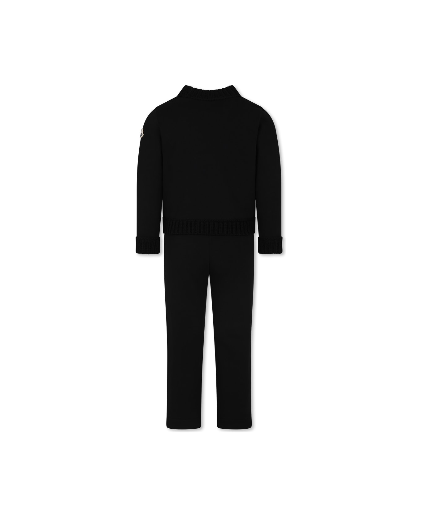 Moncler Blue Suit For Girl With Logo - Black