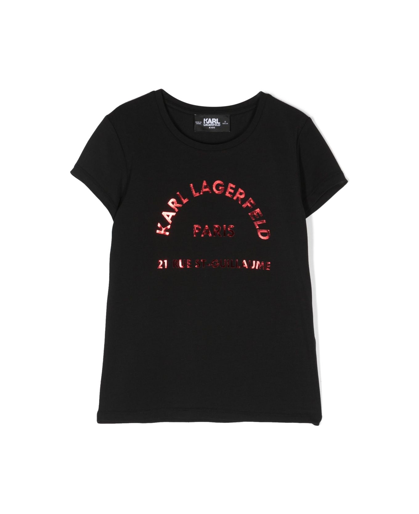 Karl Lagerfeld Kids Karl Lagerfeld T-shirt Nera In Cotone E Modale Bambina - Nero Tシャツ＆ポロシャツ