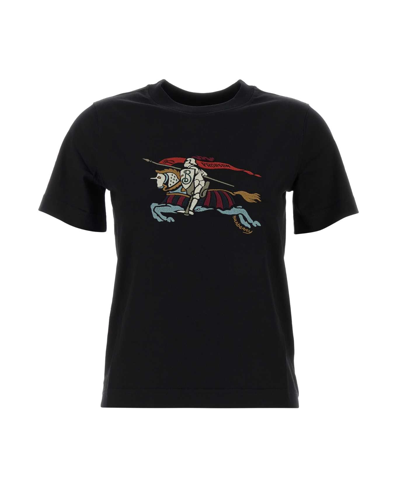 Burberry Black Cotton T-shirt - BLACK