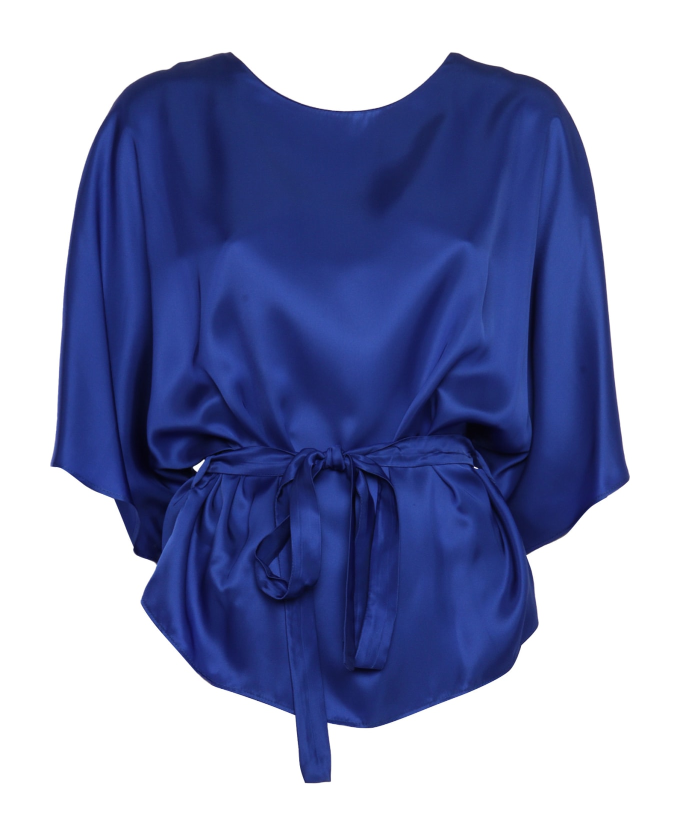 Parosh Belted Blouse - BLUE