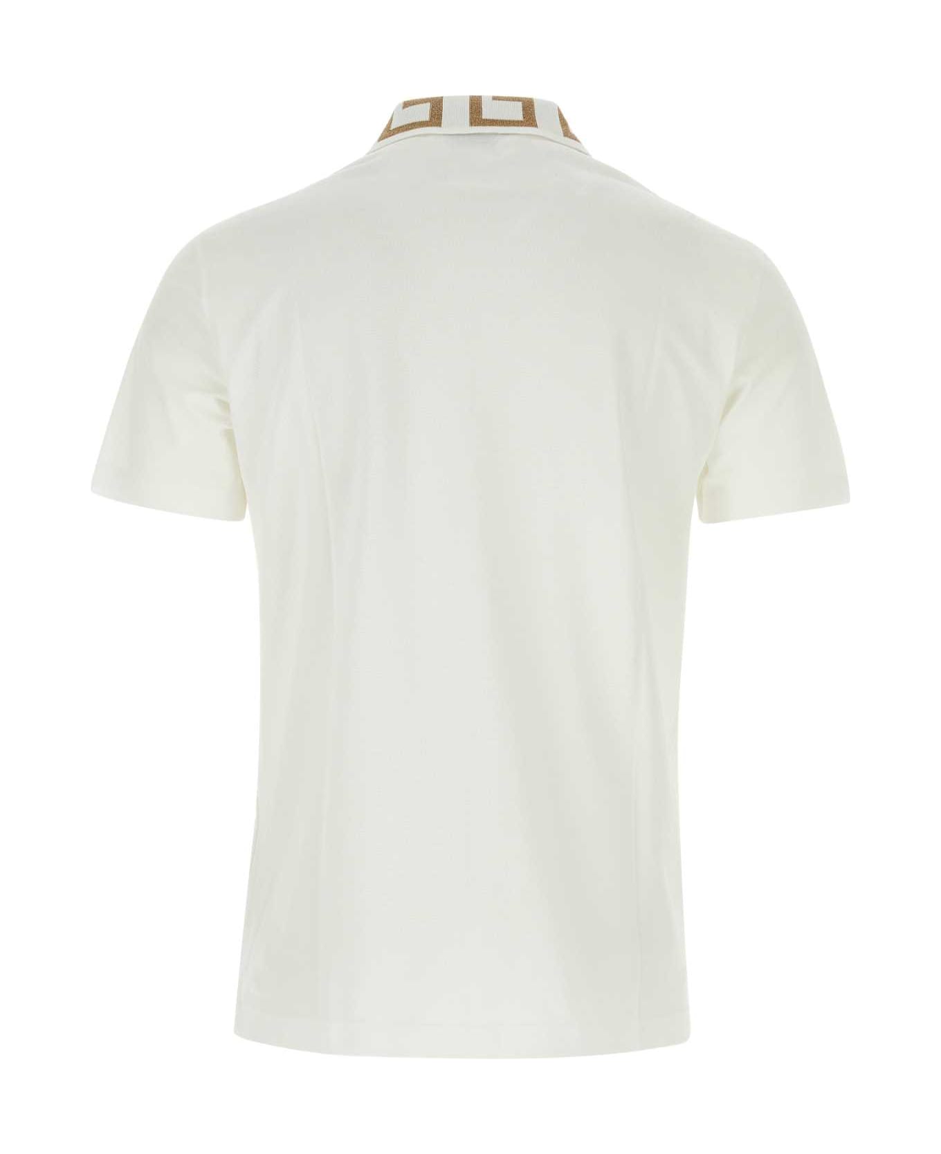 Versace White Piquet Polo Shirt - 1W000