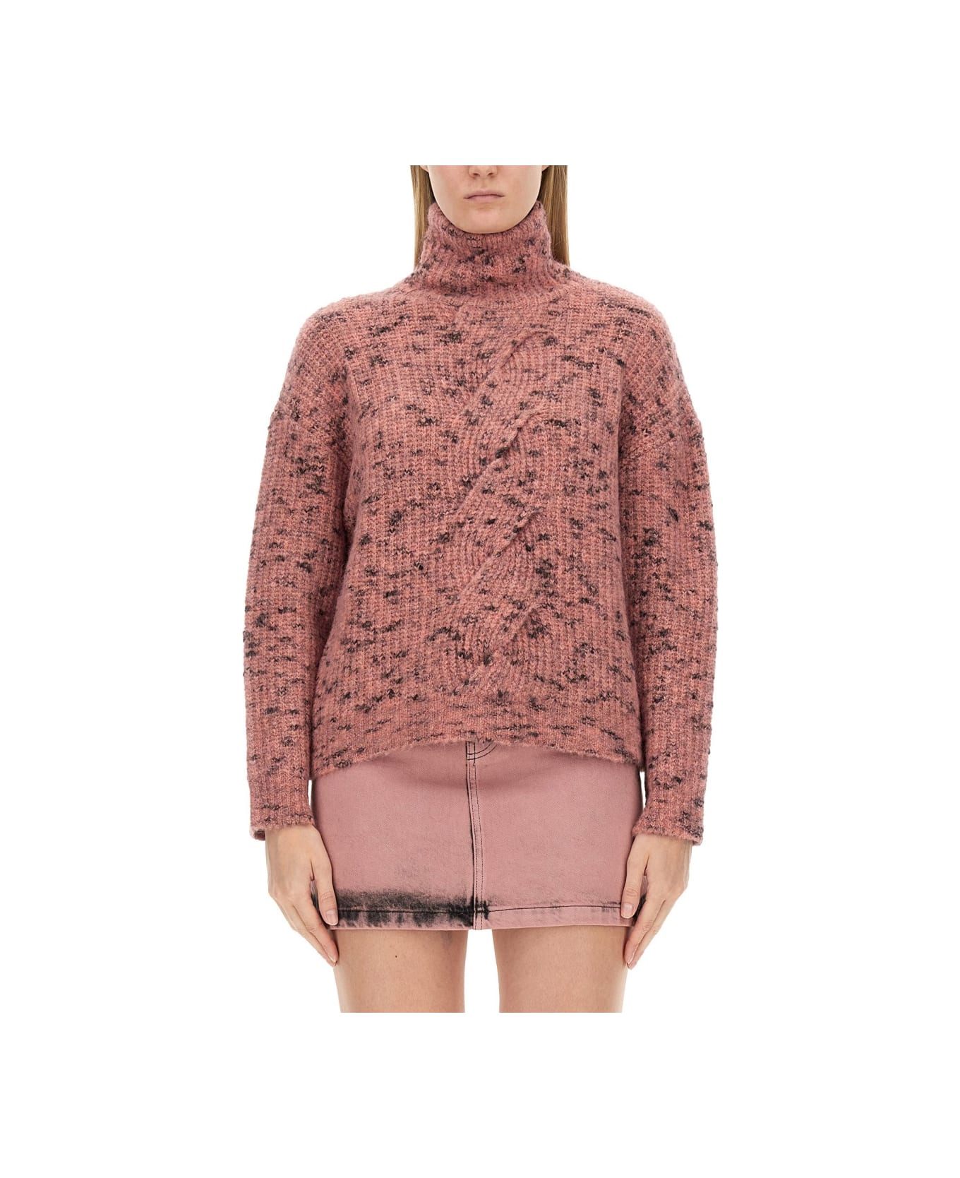 M05CH1N0 Jeans Pink Wool Blend Turtleneck Sweater - PINK