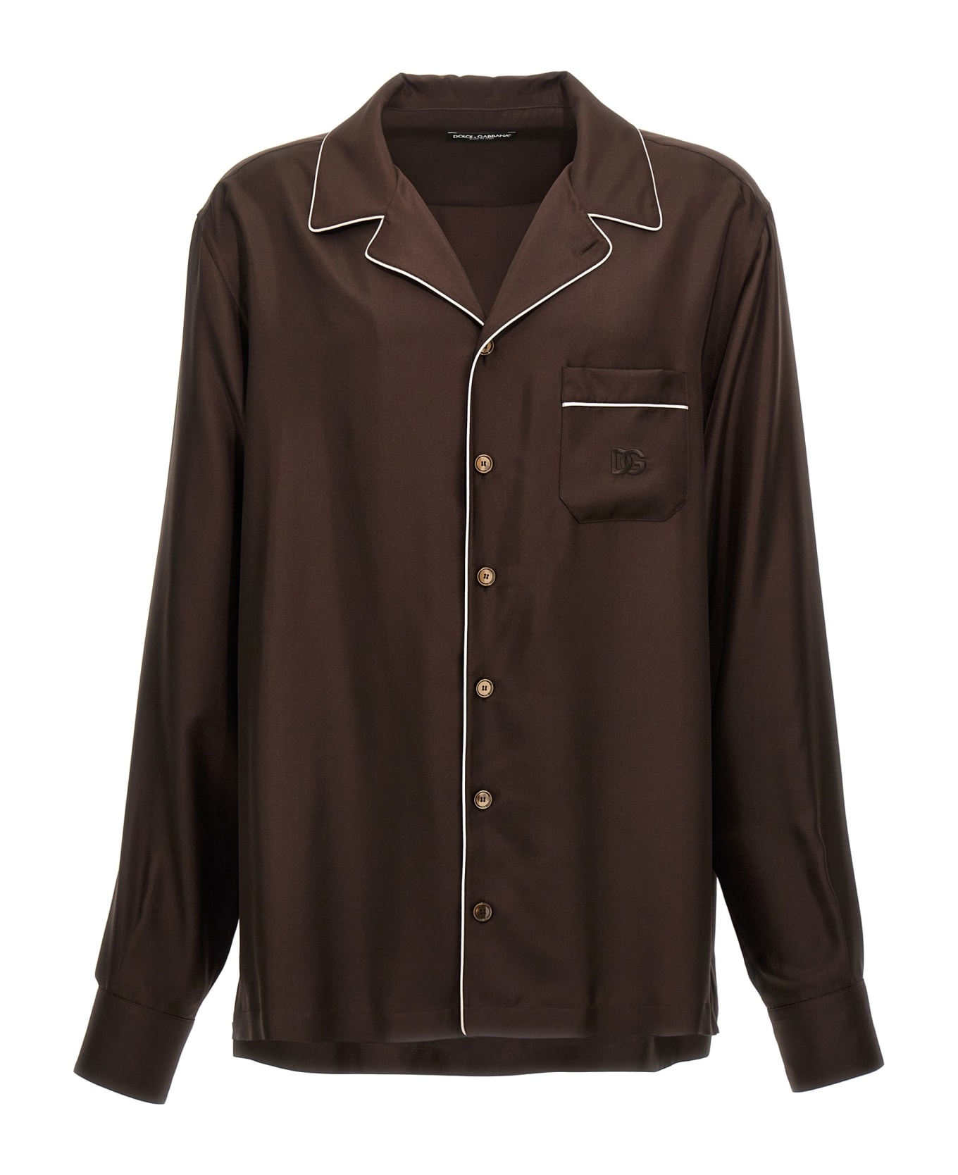 Dolce & Gabbana Logo Embroidery Shirt - Brown