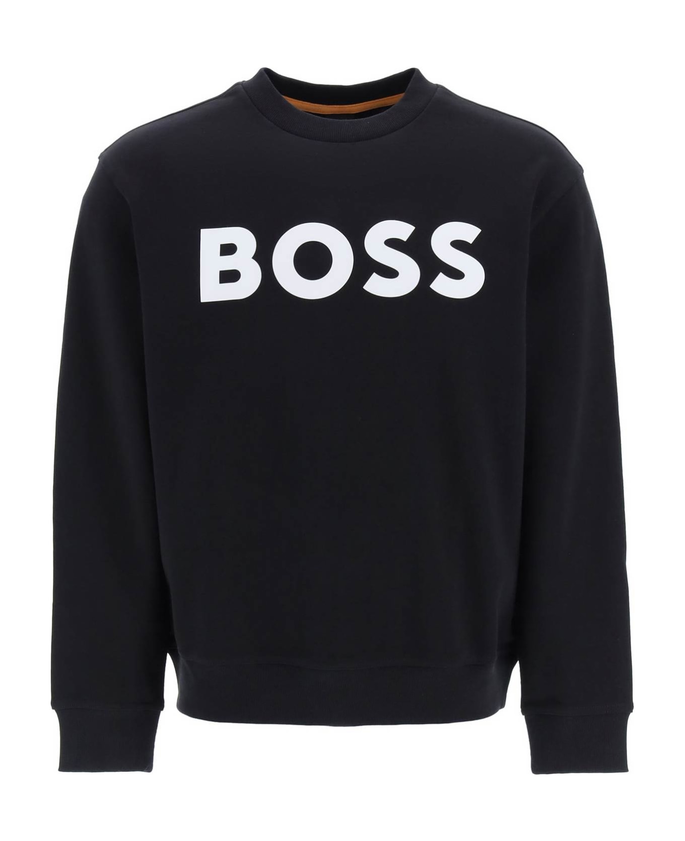 Hugo Boss Crew-neck Sweatshirt With Logo Print - BLACK
