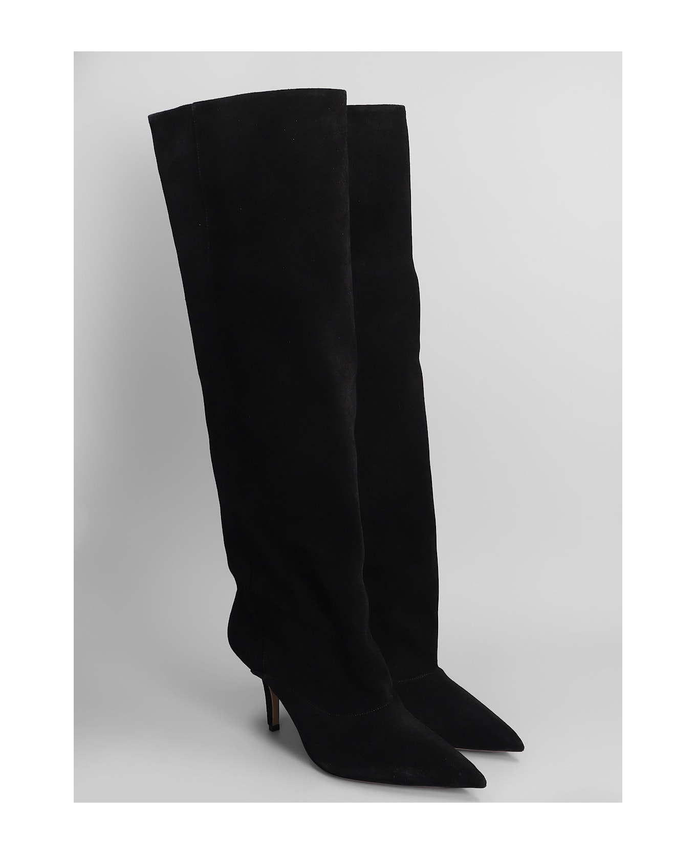 Paris Texas Ines Reverse 75 High Heels Boots In Black Suede - black