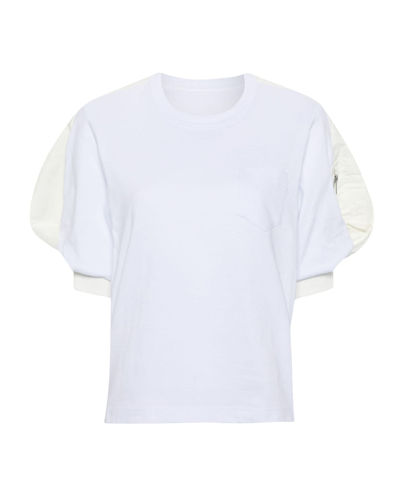 Sacai Nylon Twill X Cotton Jersey T-shirt - White