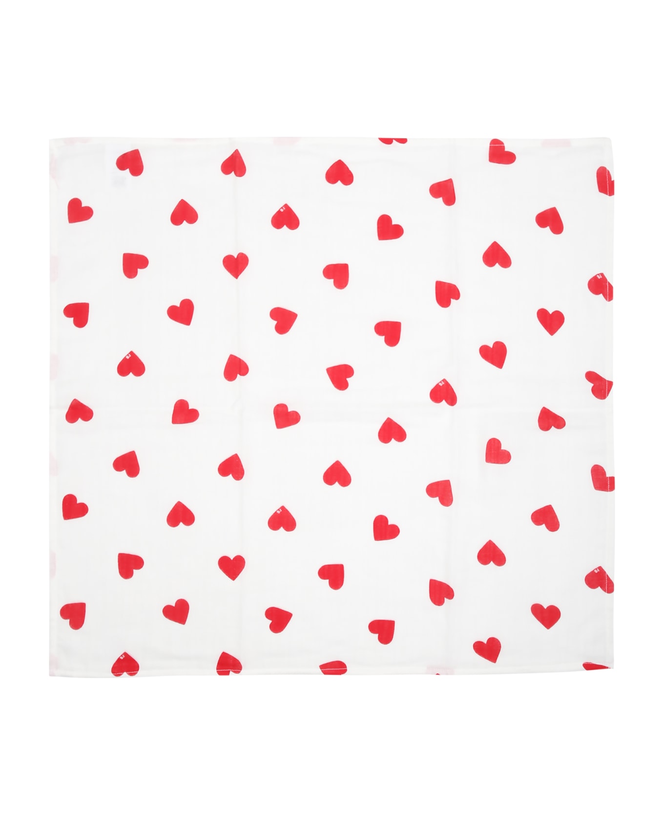 Petit Bateau White Blanket For Baby Girl With Hearts - White アクセサリー＆ギフト