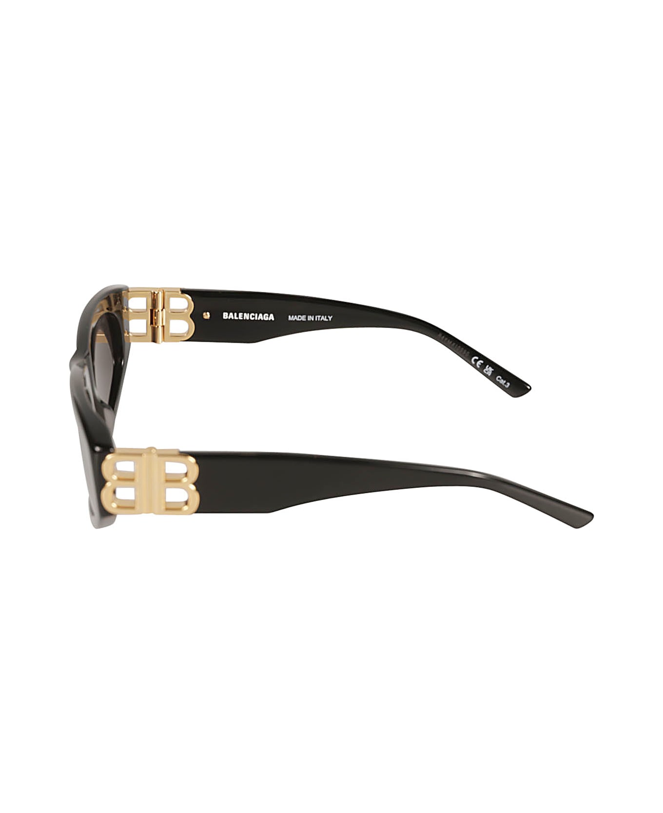 Balenciaga Eyewear Bb Hinge Logo Sunglasses - Black/Gold/Grey
