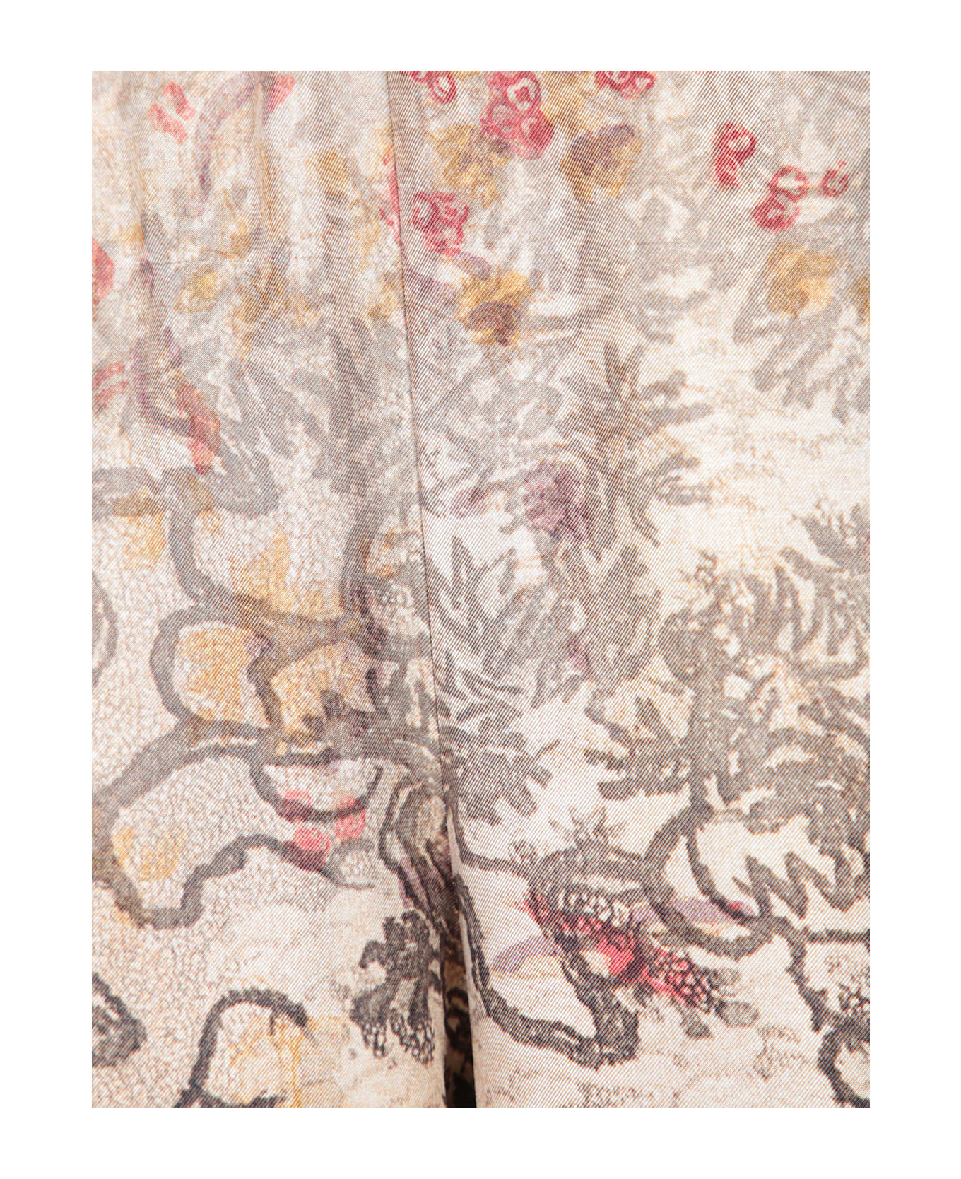 Pierre-Louis Mascia Red-beige Print Trousers - Beige