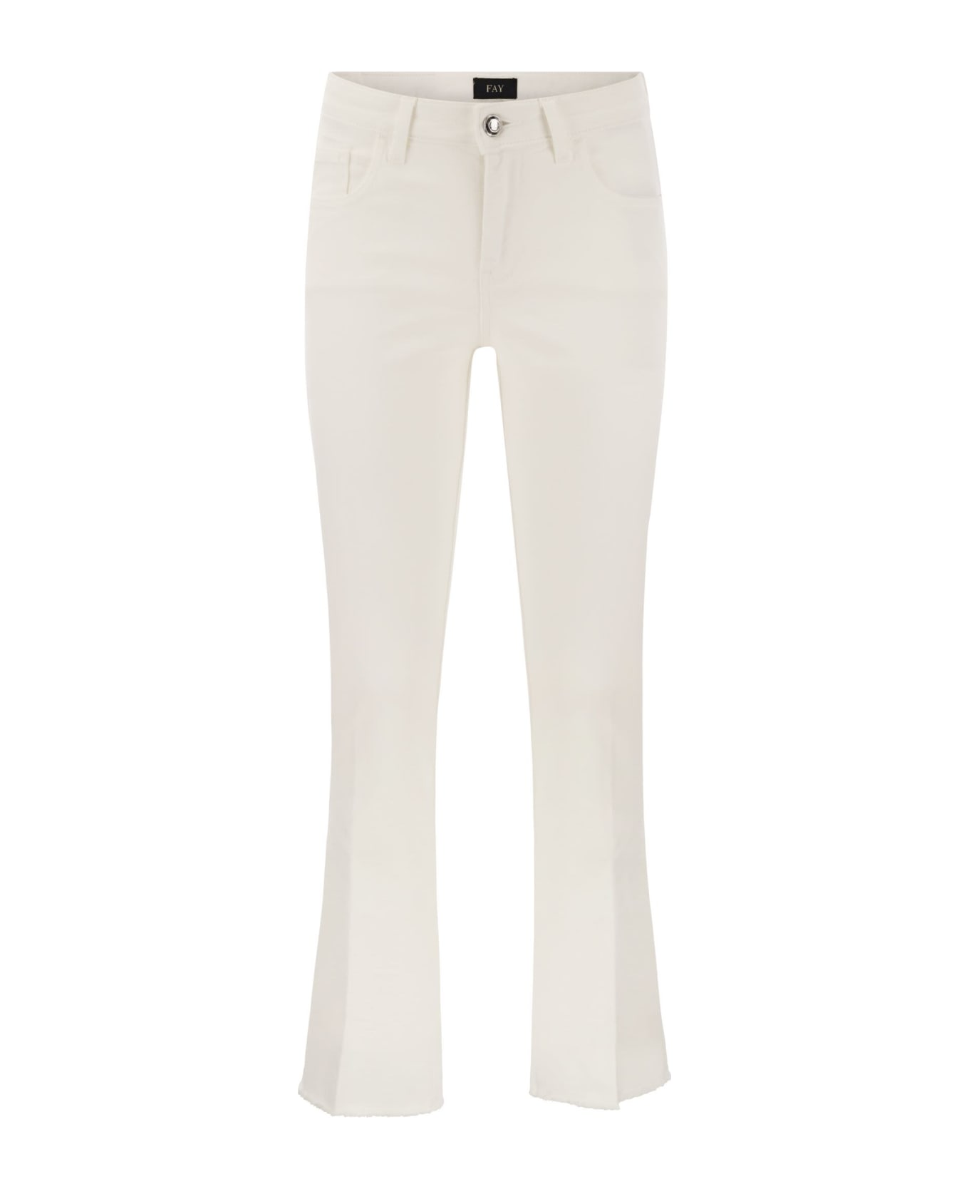 Fay 5-pocket Trousers In Stretch Cotton. - White
