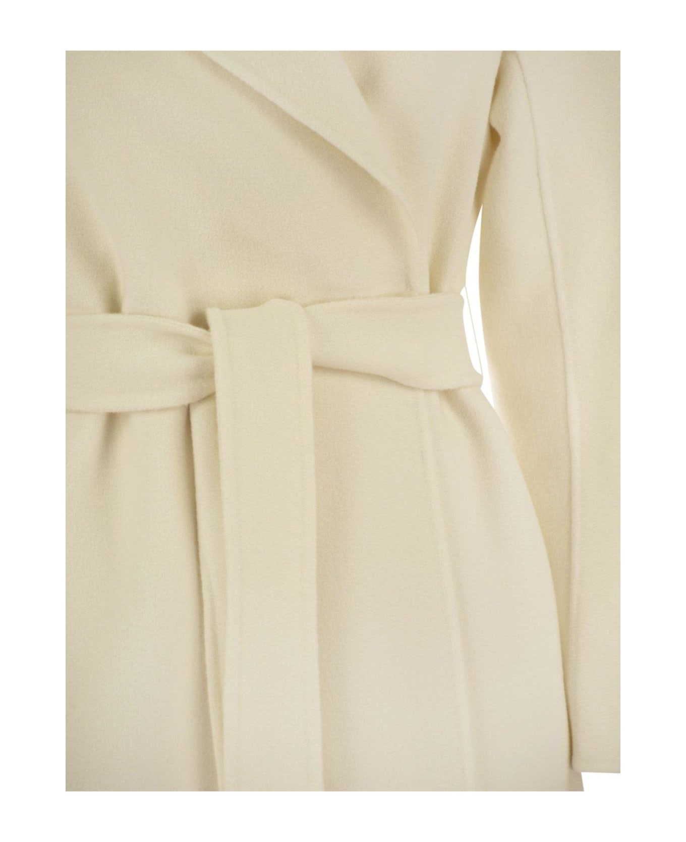 Max Mara Studio Cles Belted Long-sleeved Coat - White