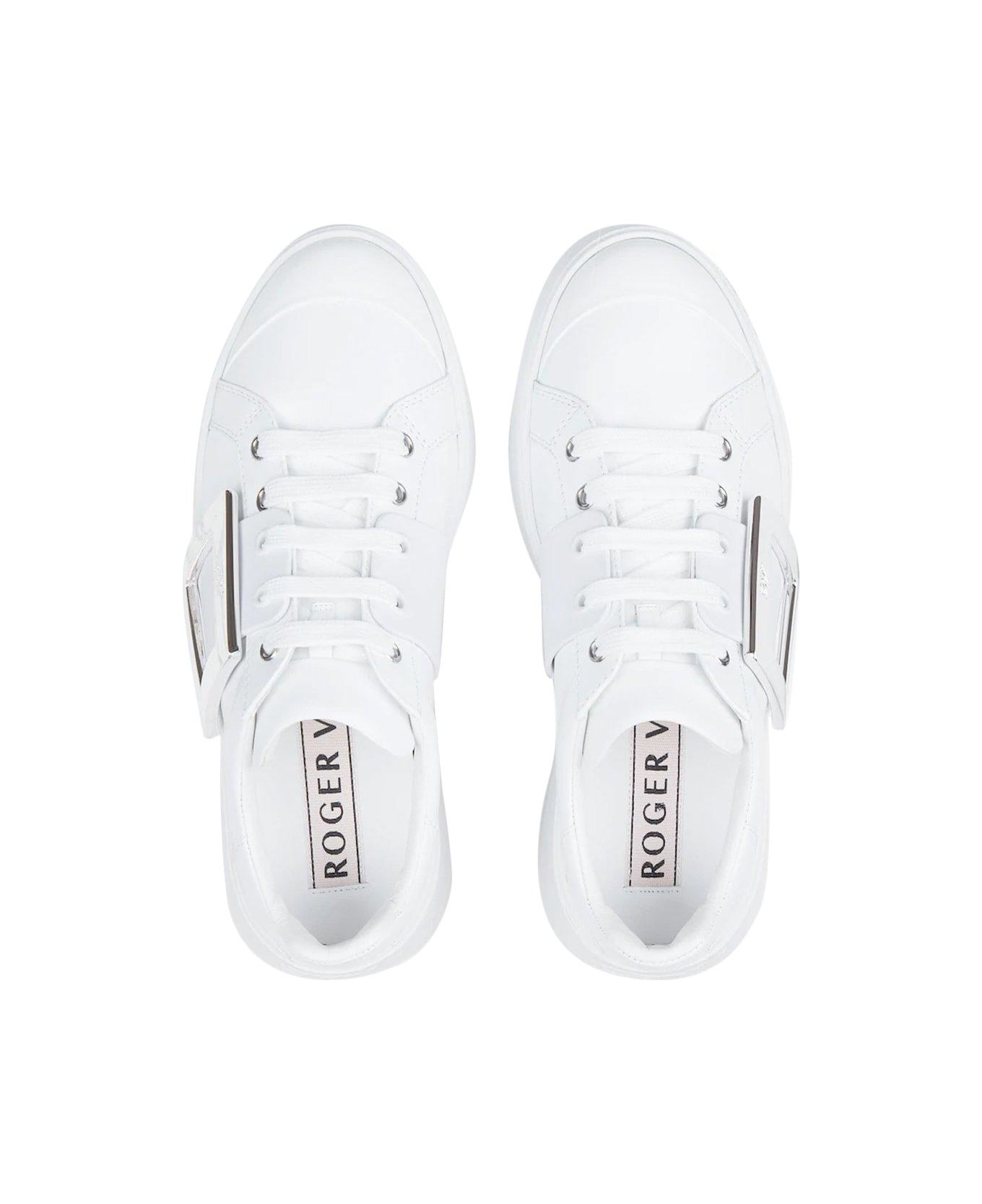 Roger Vivier Viv
 Skate Metal Buckle Sneakers - White