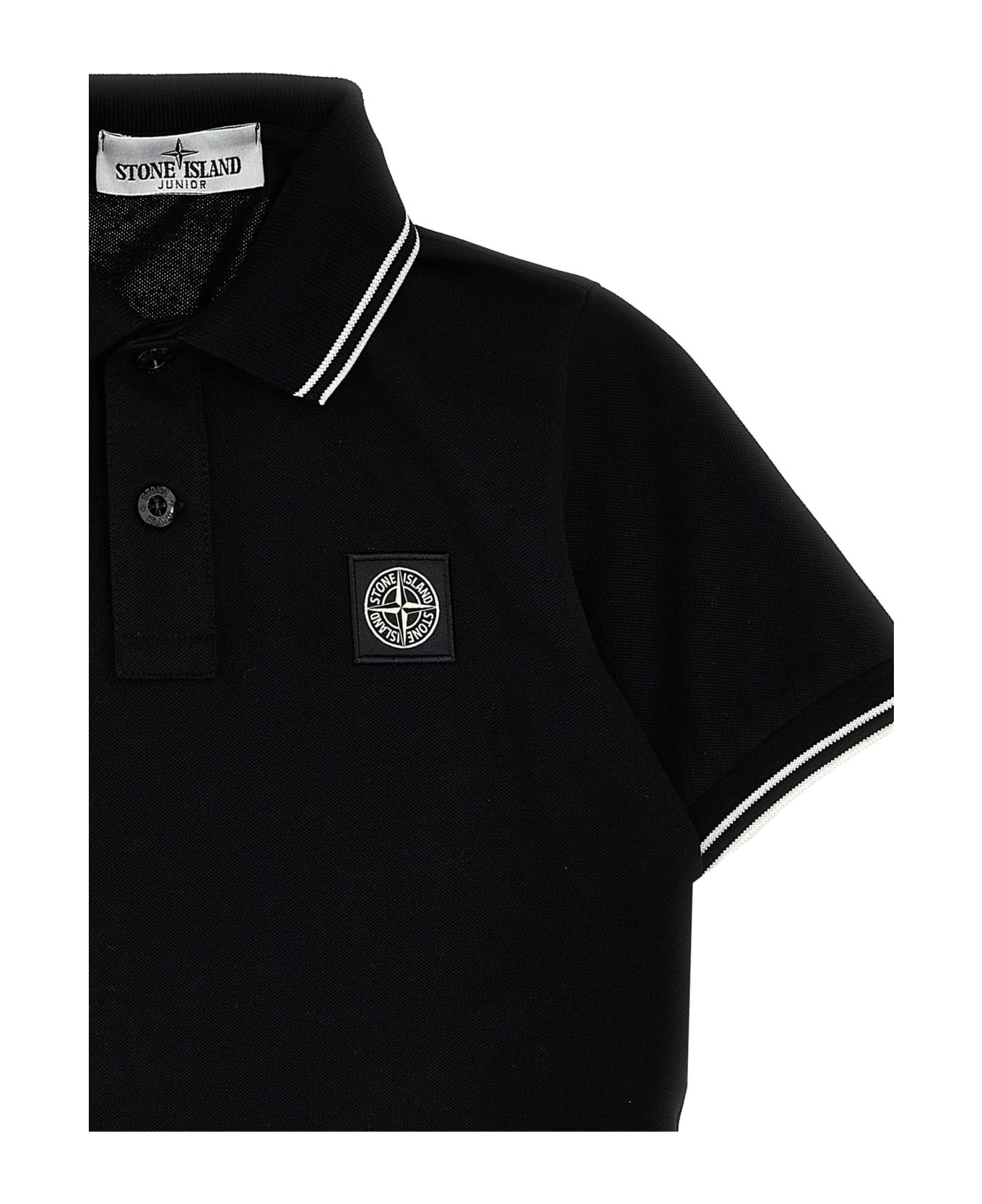 Stone Island Junior Logo Patch Polo Shirt - Black  