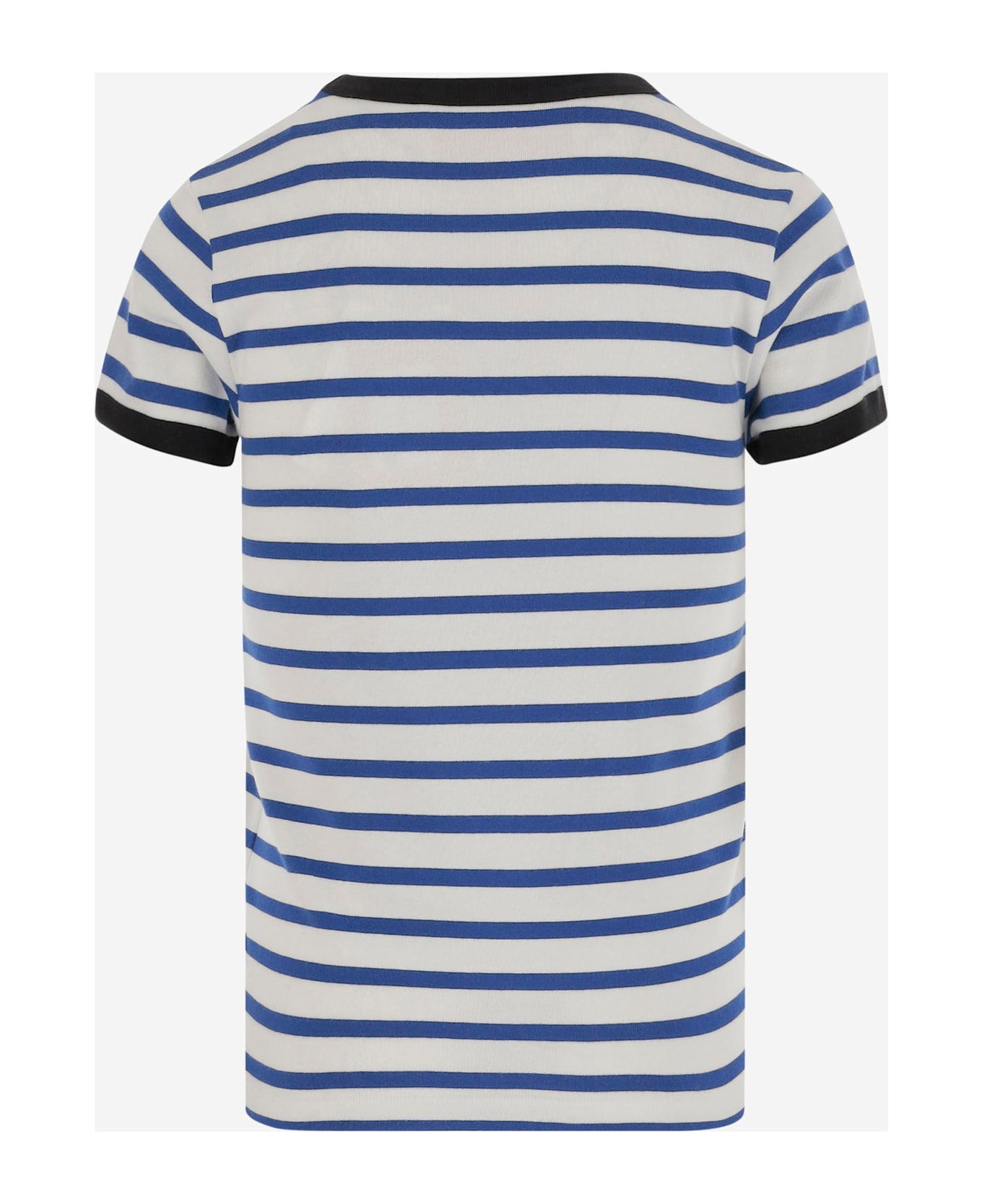 Valentino White And Blue Cotton T-shirt - AVORIO/BLU
