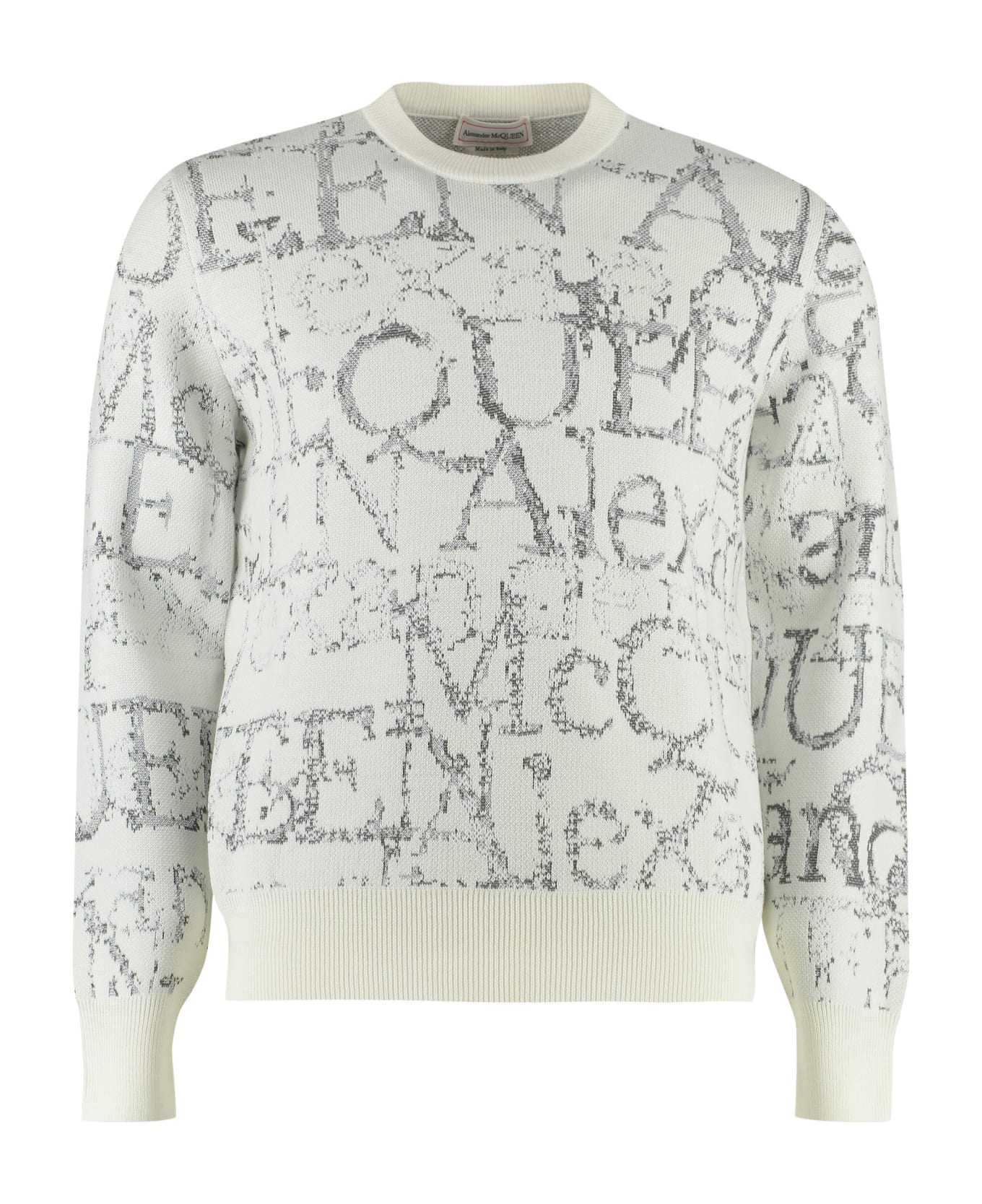 Alexander McQueen White Sweater With All-over Logo - Bianco