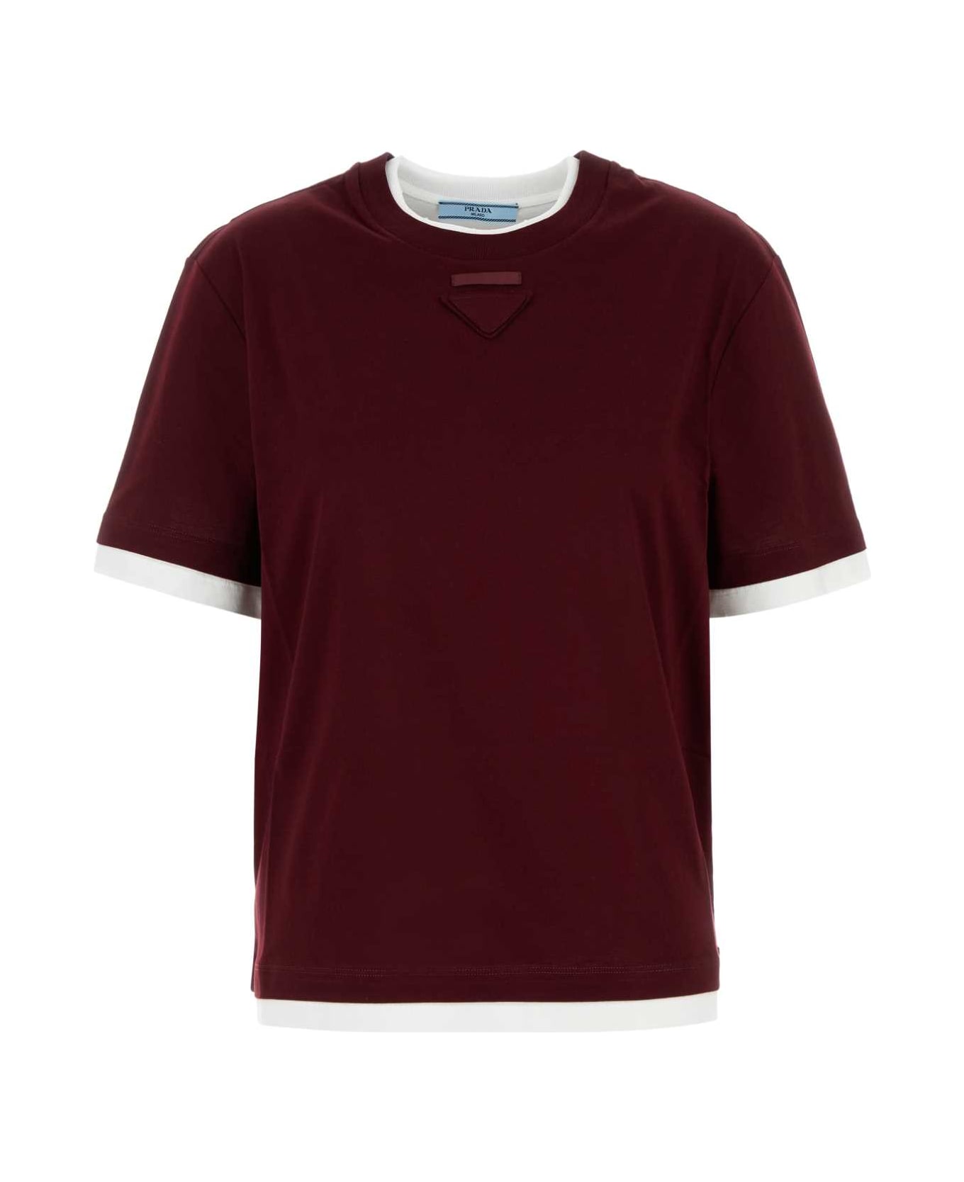 Prada Burgundy Cotton T-shirt - AMARANTO