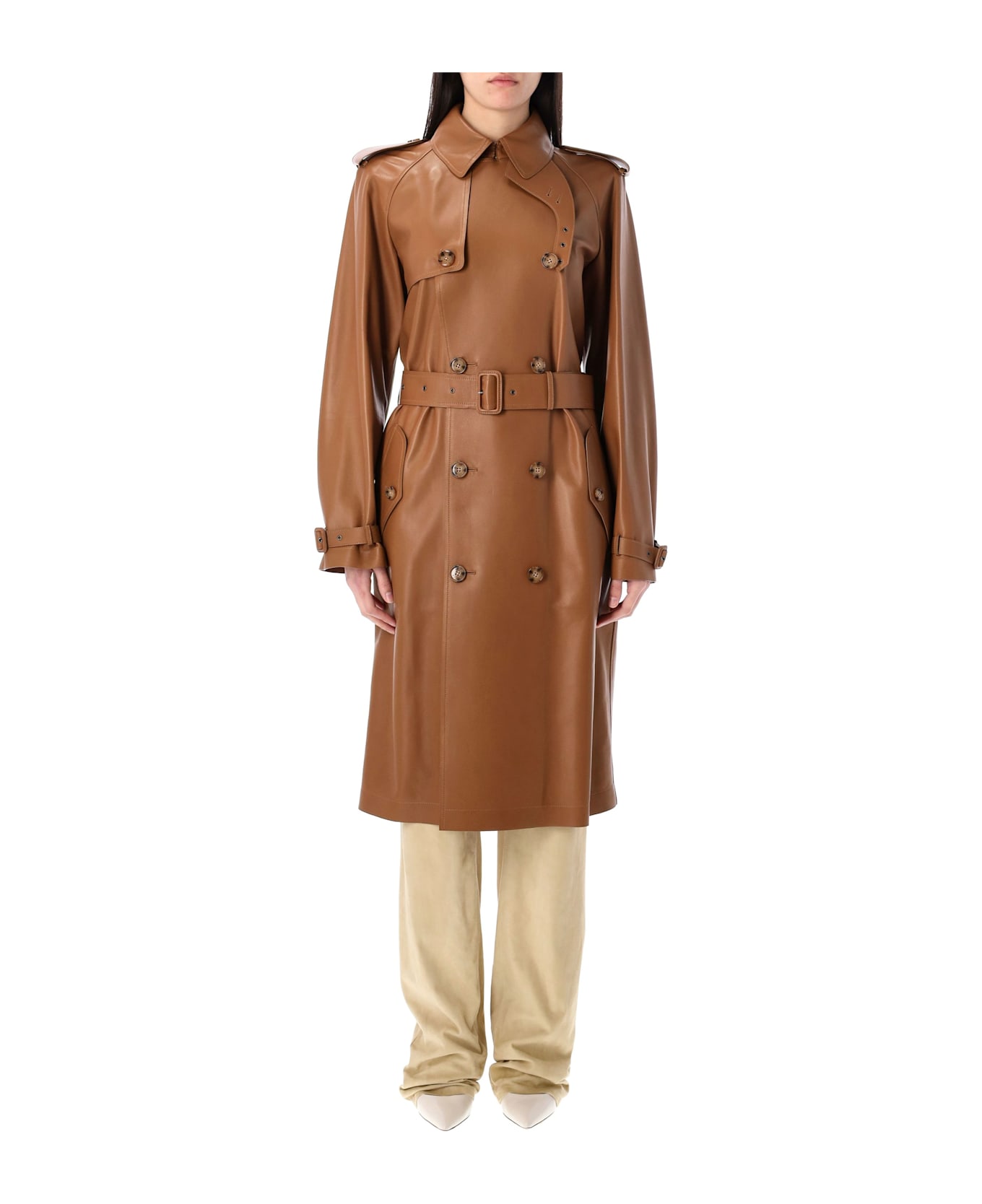 Ralph Lauren Niles Lambskin Trench Coat - CARAMEL
