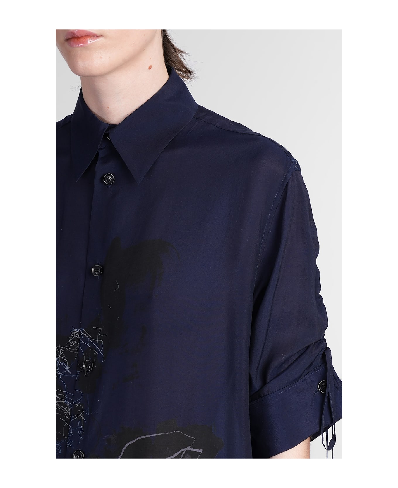 Yohji Yamamoto Shirt In Blue Polyamide Polyester - blue