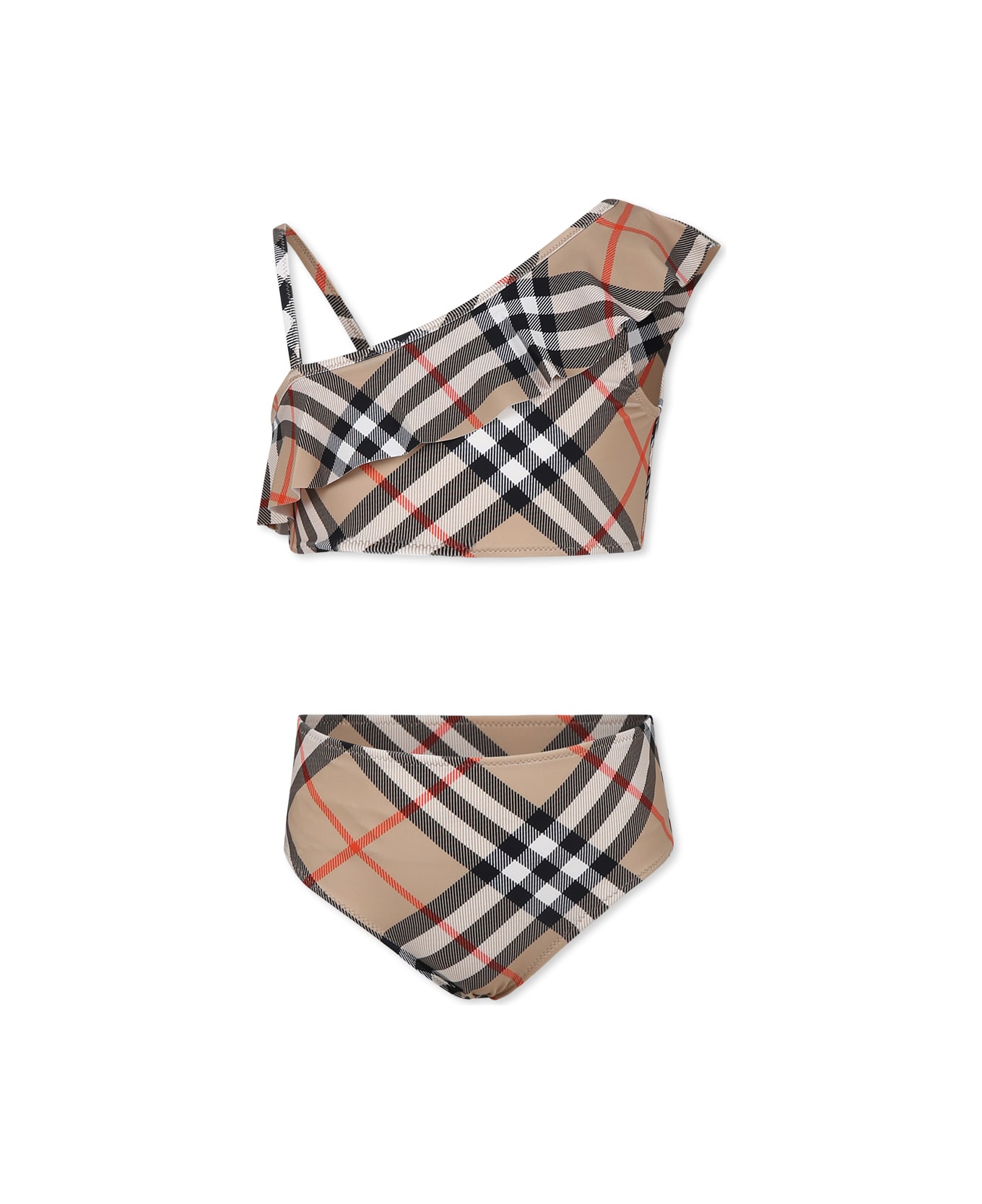 Burberry Beige Bikini For Girl With All-over Vintage Check - Beige