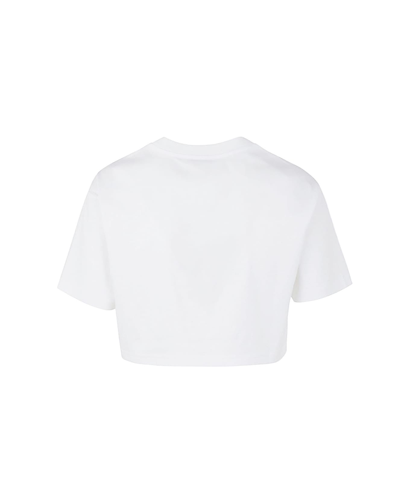 Lanvin Curb Embroidered Cropped T-shirt - Optic White