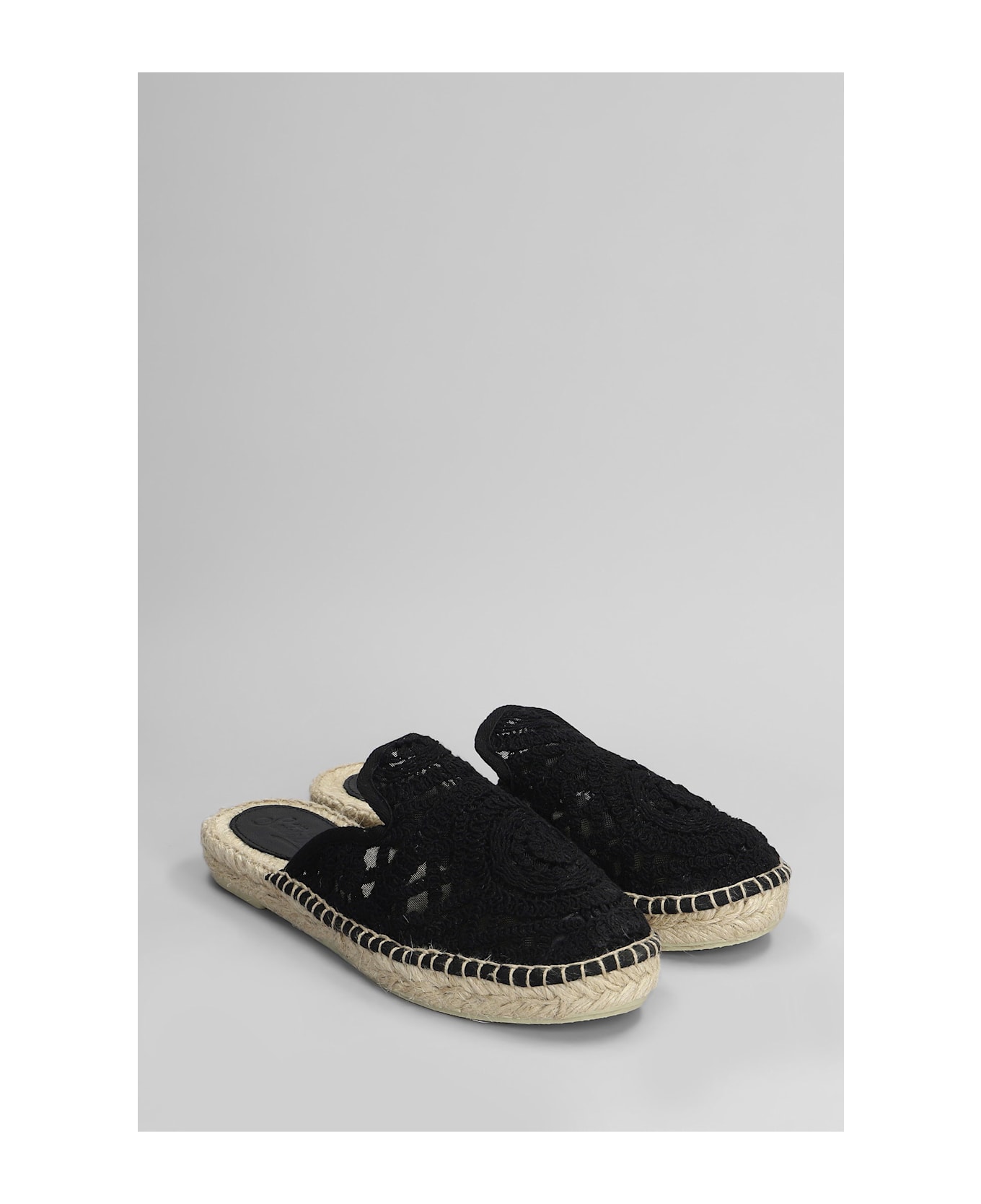 MC2 Saint Barth Isa Macrame Slipper-mule In Black Canvas - black