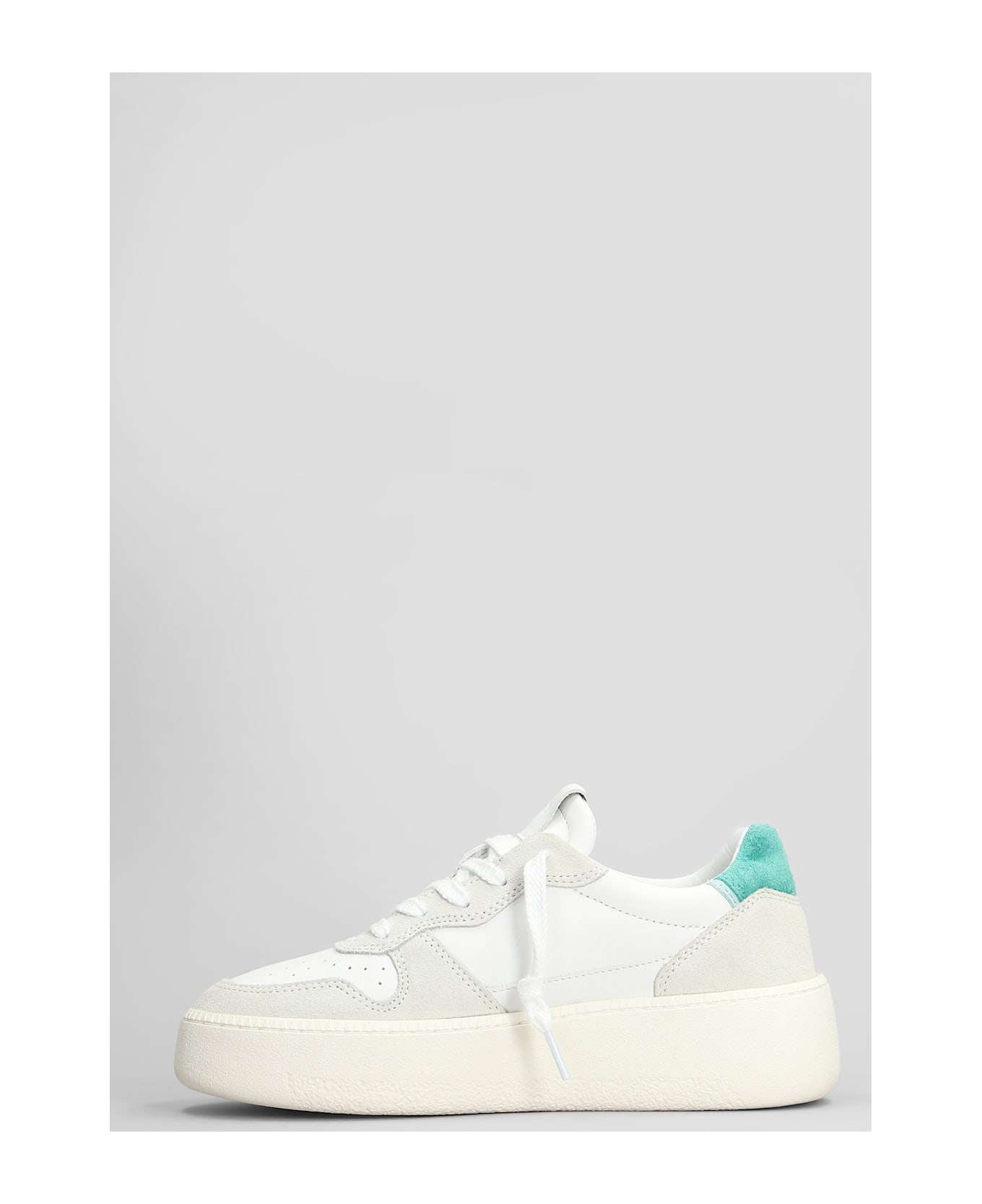 D.A.T.E. Court Platform Sneakers In White Suede And Leather - white