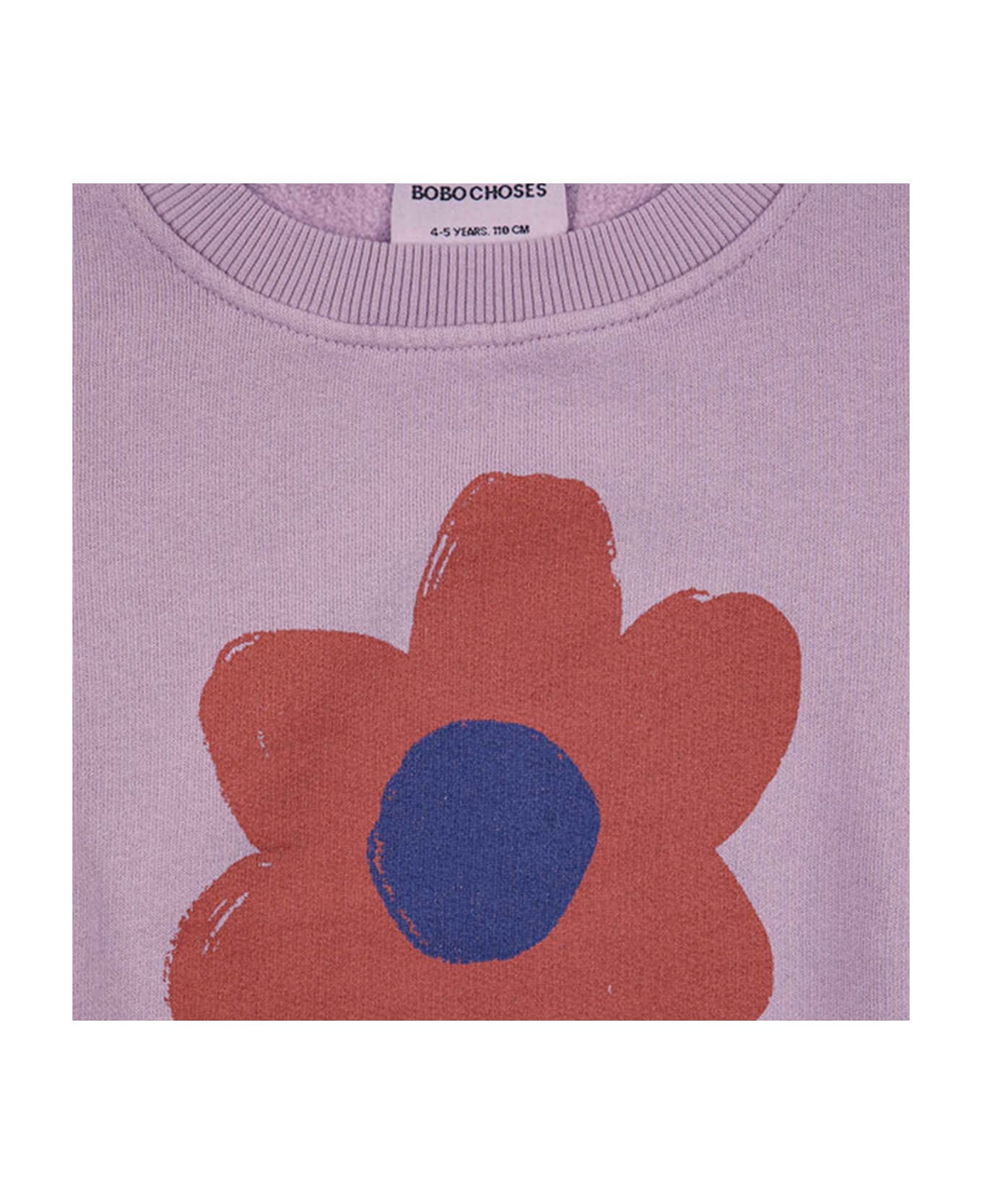 Bobo Choses Purple Sweatshirt For Girl With Flower And Logo - Pink ニットウェア＆スウェットシャツ