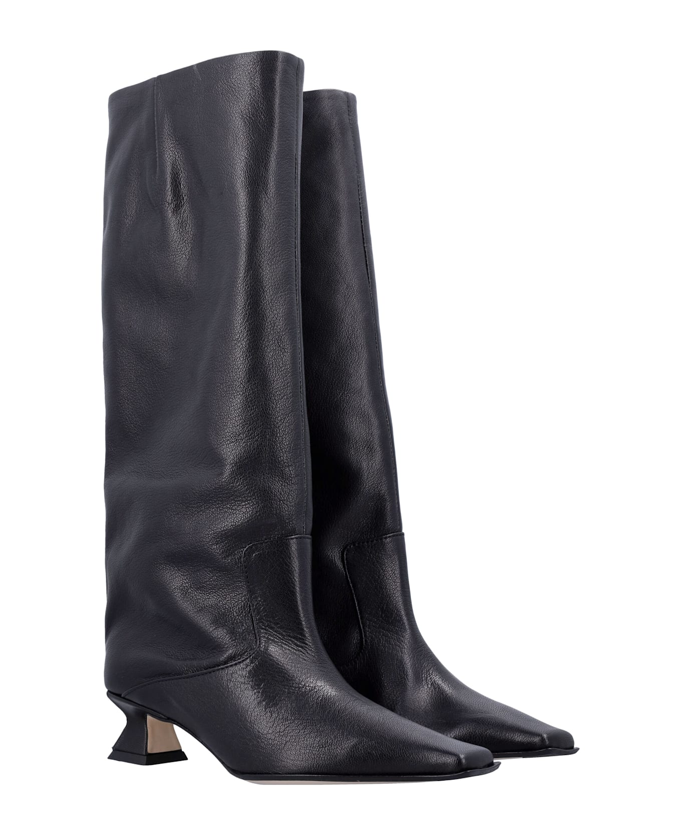 Miista Effie Black Leather Knee Boot - BLACK