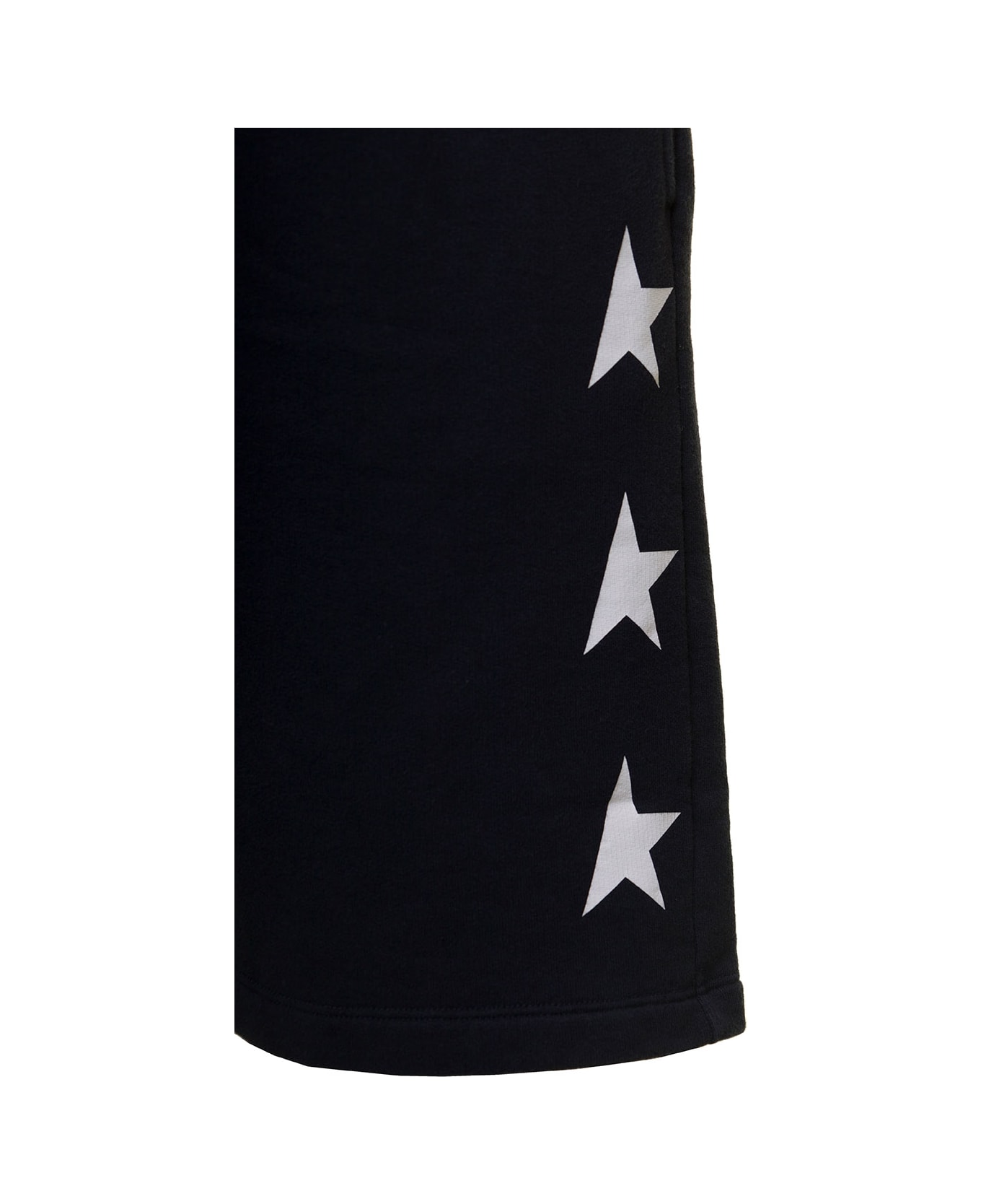 Golden Goose Black Shorts With Contrasting Monogram Print In Cotton Man - Blue