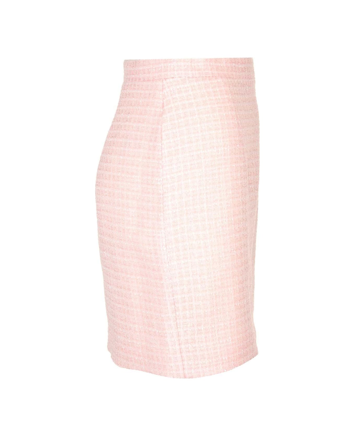 Alessandra Rich High Waist Tweed Mini Skirt - Pink