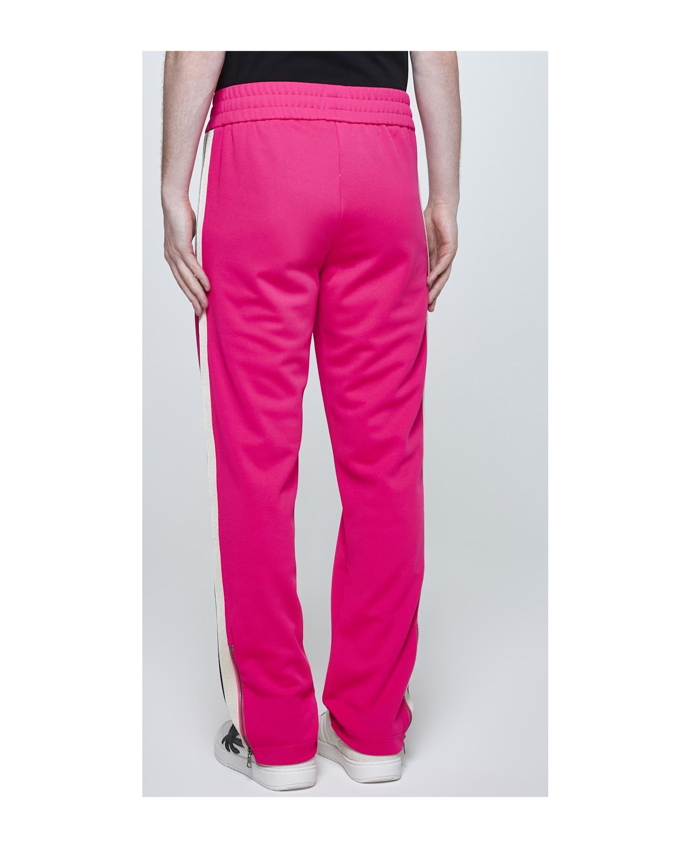 Palm Angels Logo Jersey Track Trousers - FUCHSIA FLUO  OFF WHITE