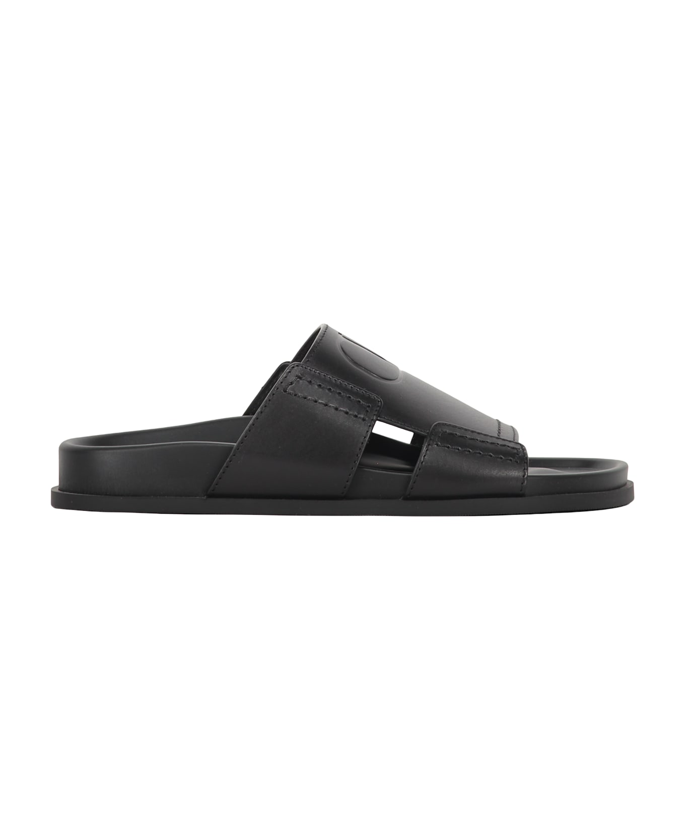 Valentino Garavani Leather Slides With Logo - black