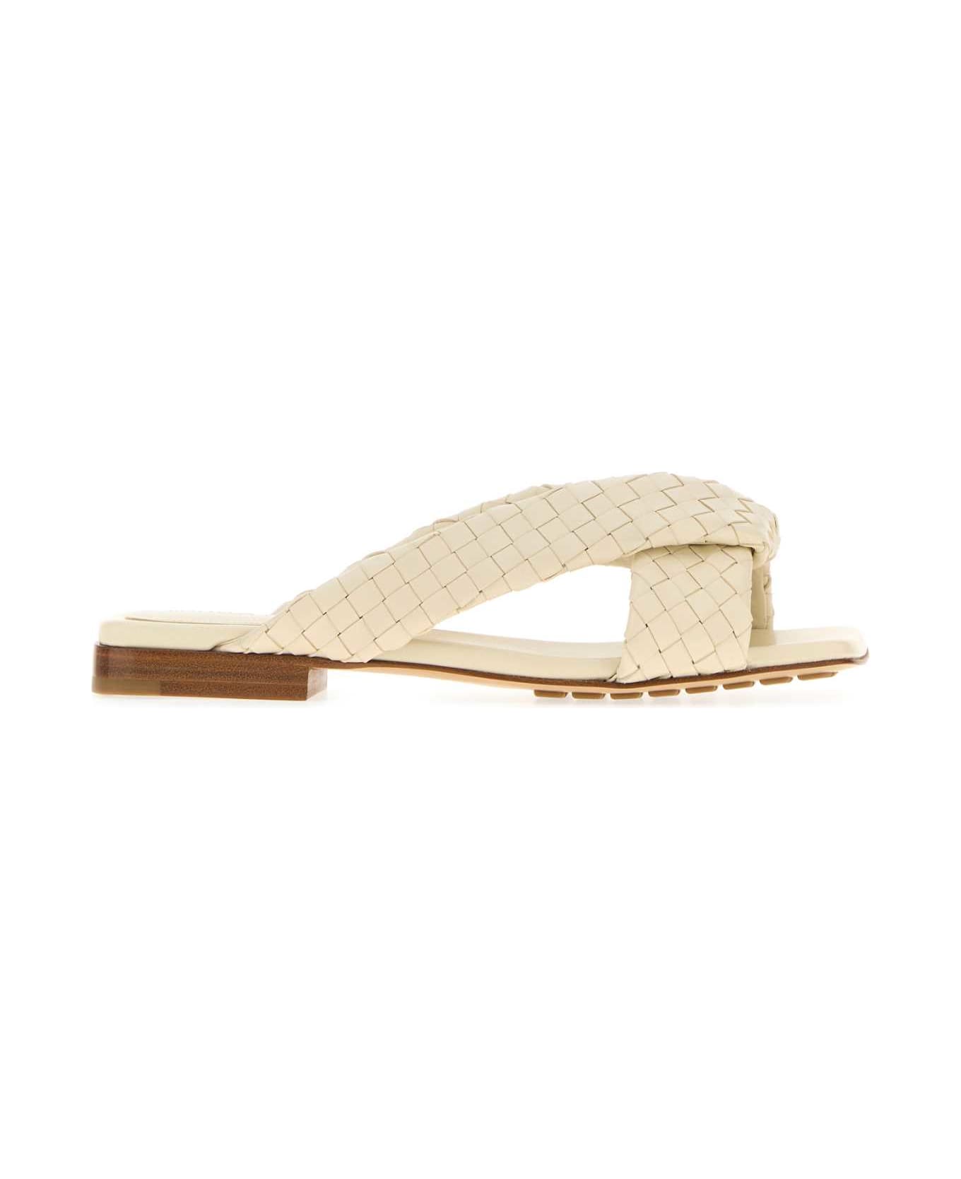 Bottega Veneta Ivory Nappa Leather Riva Slippers - SEASALT
