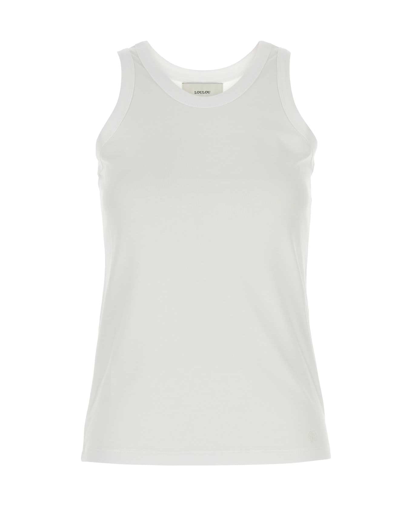 Loulou Studio White Cotton Poso Tank Top - WHITE