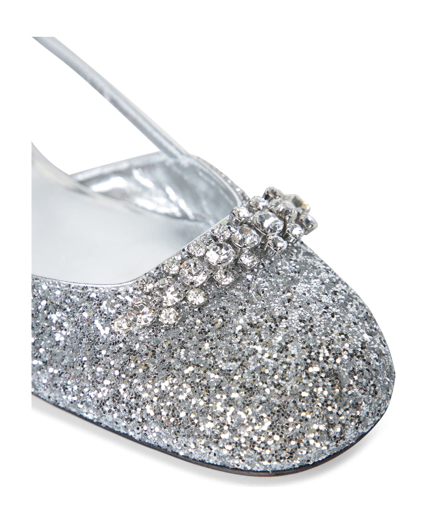 Jimmy Choo Belinda Silver Glitter Ballerinas - Metallic