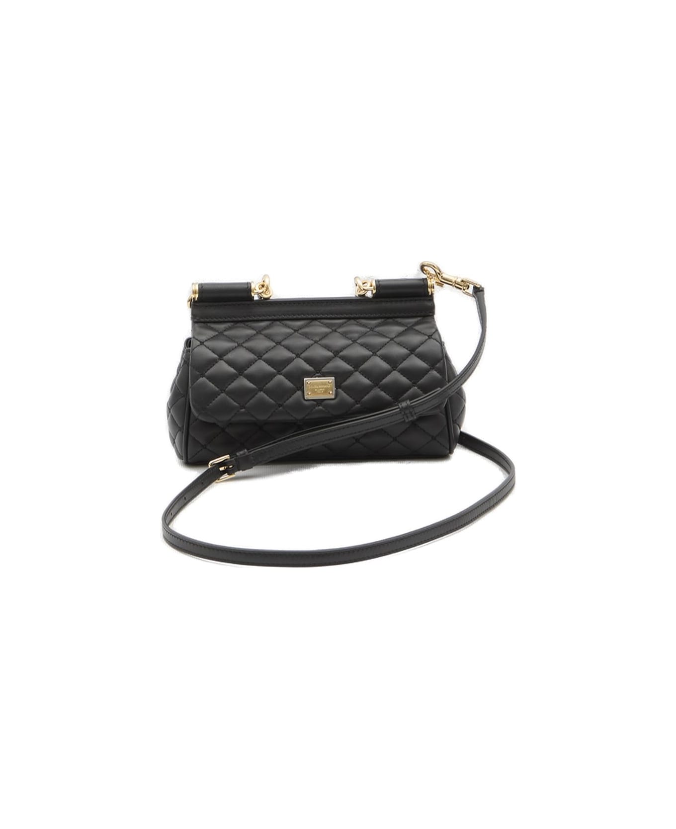 Dolce & Gabbana Logo Plaque Small Sicily Bag - BLACK