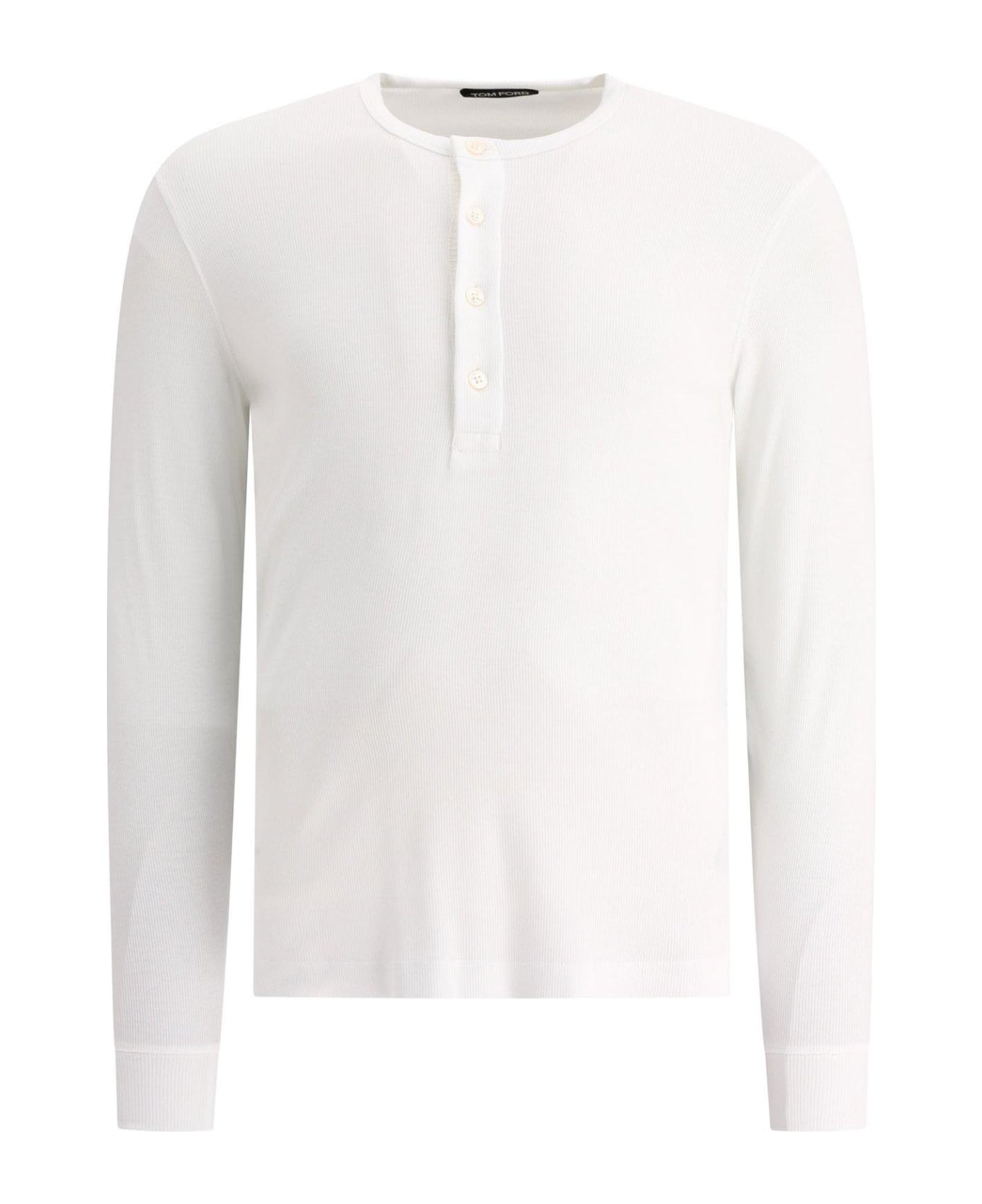 Tom Ford Buttoned Long-sleeved T-shirt - WHITE シャツ